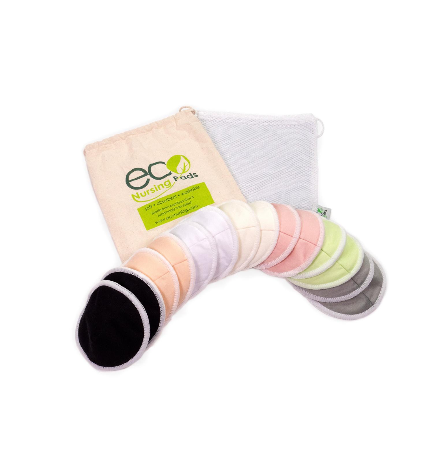 Contoured or Round | Washable Reusable Bamboo Nursing Pads | Organic Bamboo Breastfeeding Pads | Large (12cm) | 14 Pack with 2 Bonus Pouches & Free E-Book Contoured 14 Piece Large (12cm) - Buy Online on GoSupps.com
