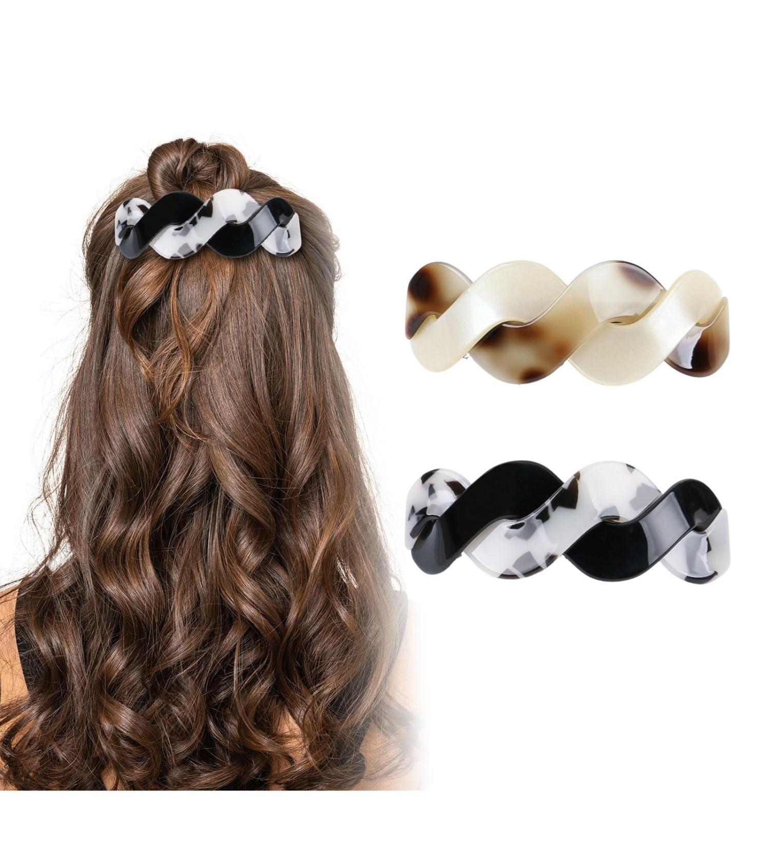 Shop Kotkiddy Large Retro Hair Clips for Women | French Vintage Automatic Hair Barrettes for Thick Hair 2 Pieces - Buy Online on GoSupps.com