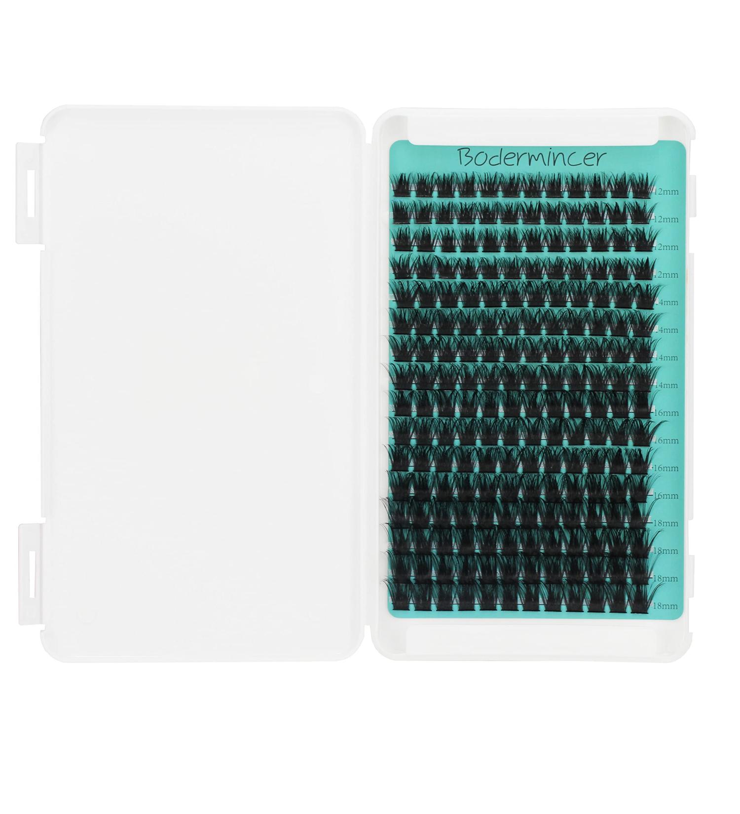 Bodermincer D Curl Eyelashes Large Pack - 192 Cluster 16 Rows - 12-14-16-18mm Mixed Length - High-Quality Extensions - Buy Online on GoSupps.com