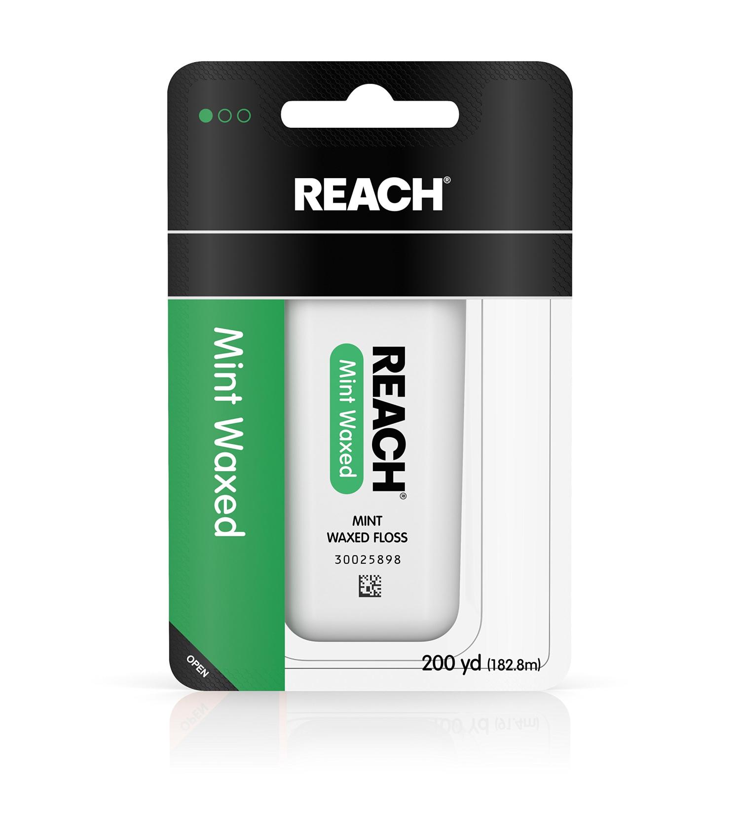 REACH Mint Waxed Floss 200 Yards (Pack of 8)