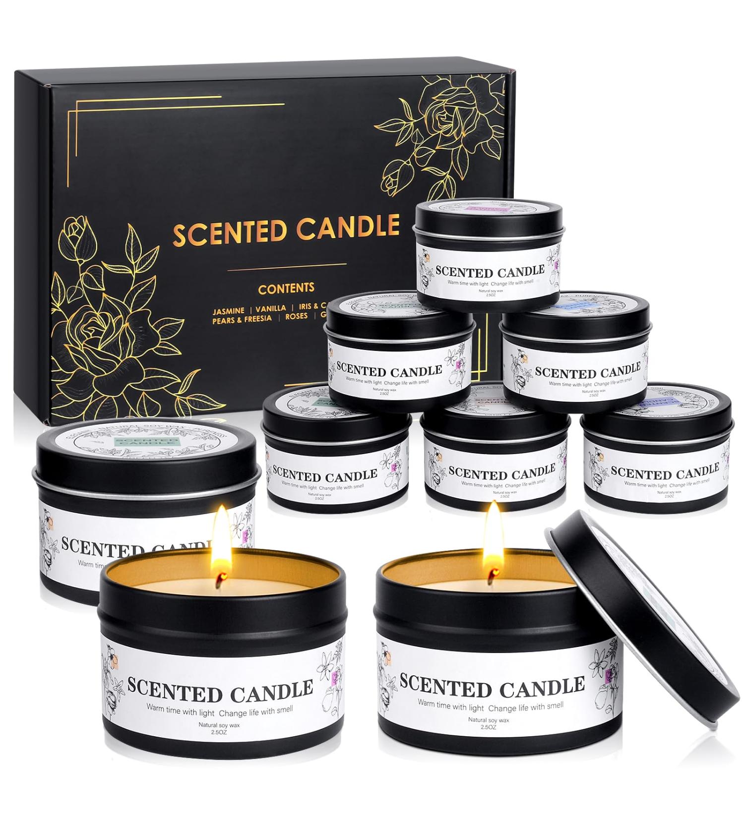 Fragrance Candle Gift Set for Women & Men | 9 x 75g Soy Wax Aromatherapy | Long-Lasting 180 Hours | Perfect for Christmas & Birthday Gifts - Buy Online on GoSupps.com