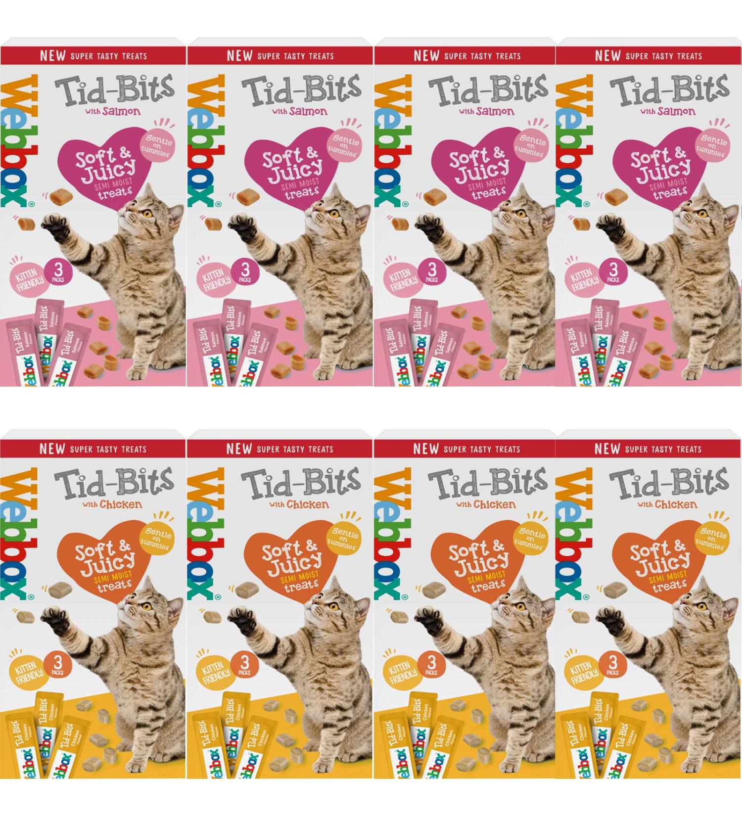 Webbox Tid-Bits Treats Variety Pack Chicken & Salmon Semi Moist Cat Treats (24 Treat Packs) (Mixed Variety) - Buy Online on GoSupps.com