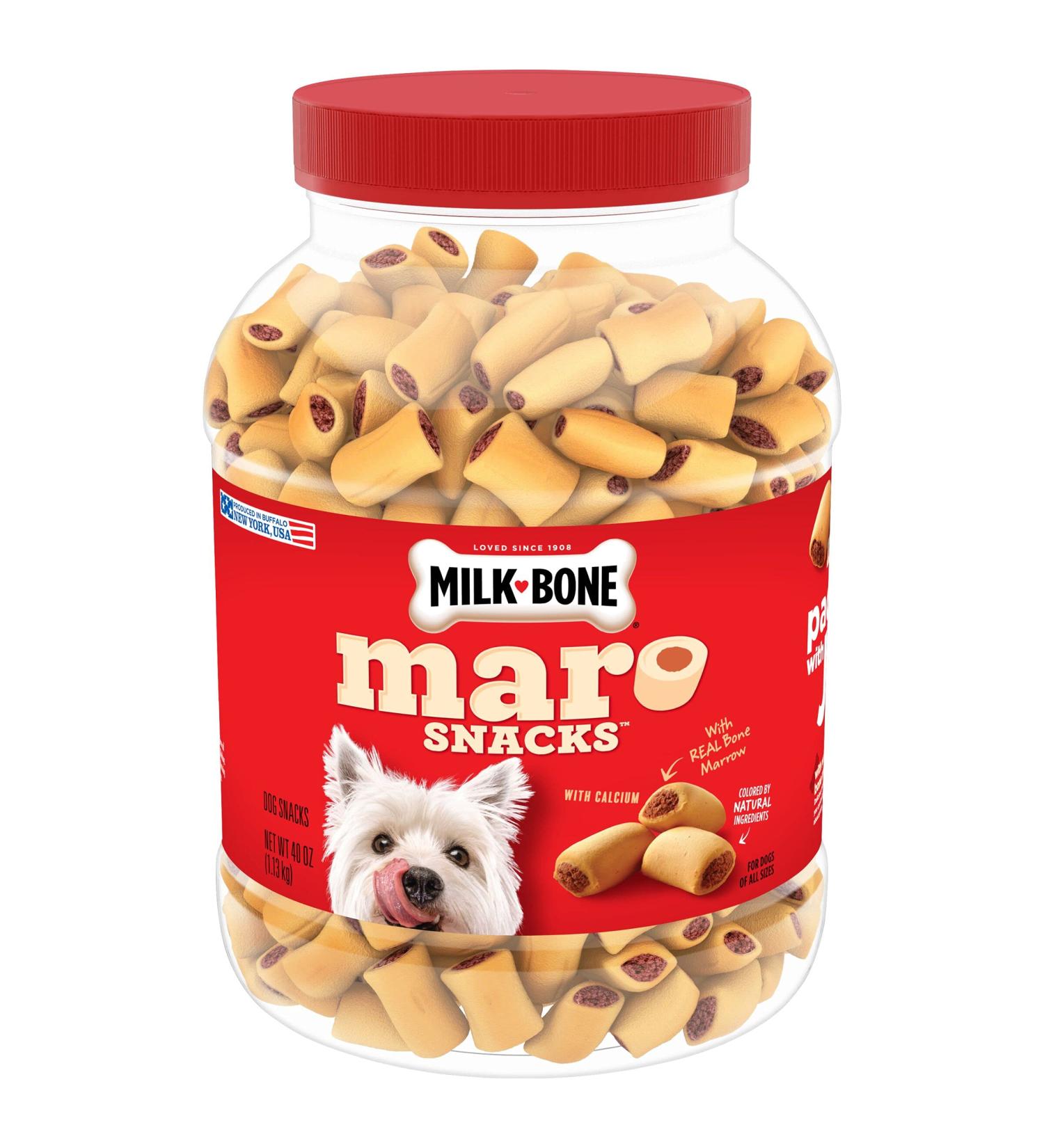 Milk-Bone MaroSnacks Dog Treats with Real Bone Marrow and Calcium - Beef Flavor - 40 oz - For All Size Dogs - Buy Online on GoSupps.com