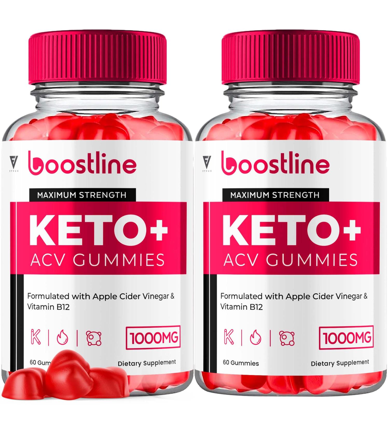 Boostline Keto Plus ACV Gummies (2 Pack) - 1000MG Vegan Apple Cider Vinegar Supplement for Optimal Health | Maximum Strength 120 Gummies for Men & Women - Buy Online on GoSupps.com