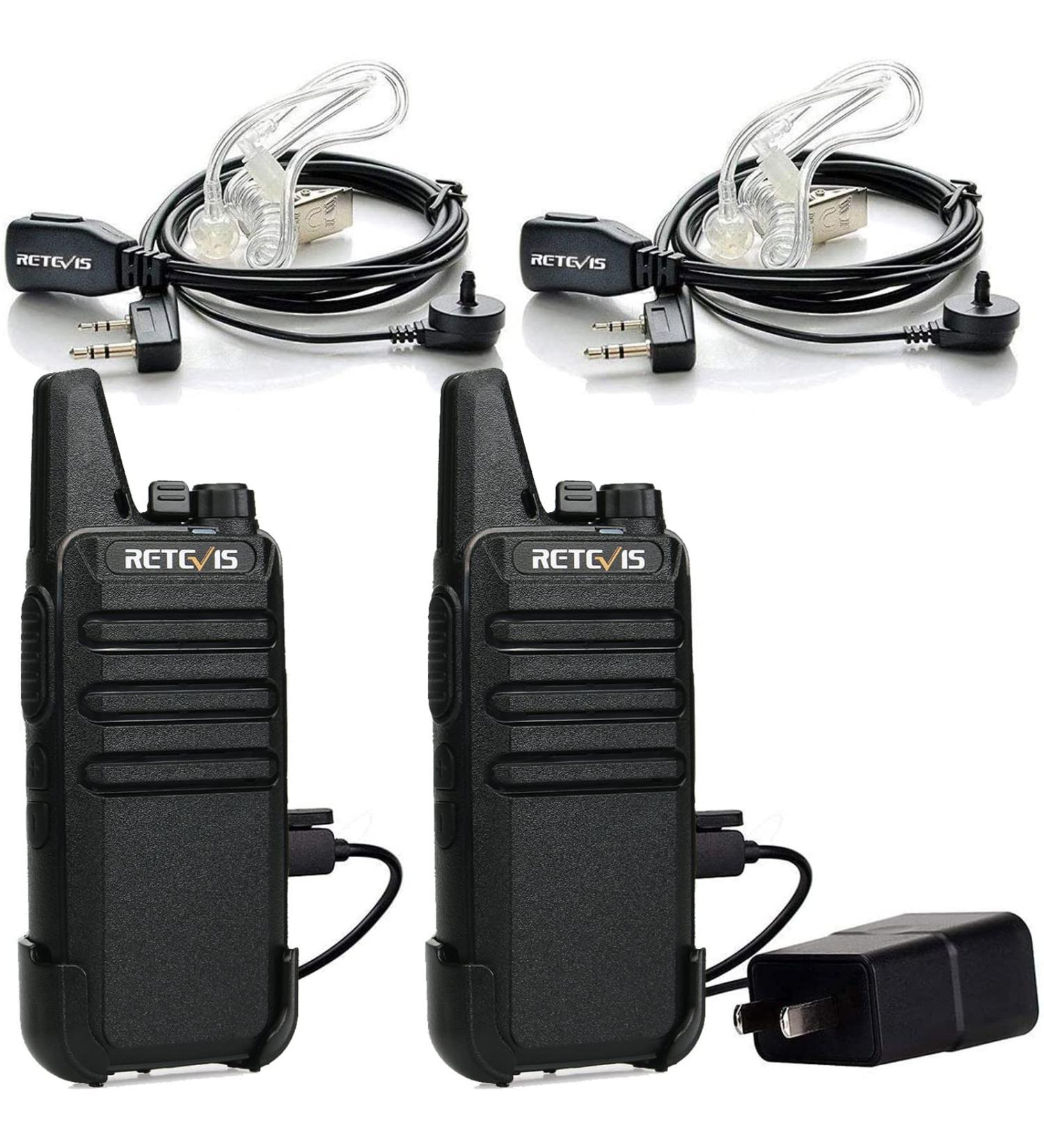 Retevis RT22 Walkie Talkies - Rechargeable Mini 2 Way Radio with Earpiece - Long Range Portable Two-Way Radios for Family, Kids, Road Trip, Camping, Hiking (2 Pack Black) - Buy Online on GoSupps.com