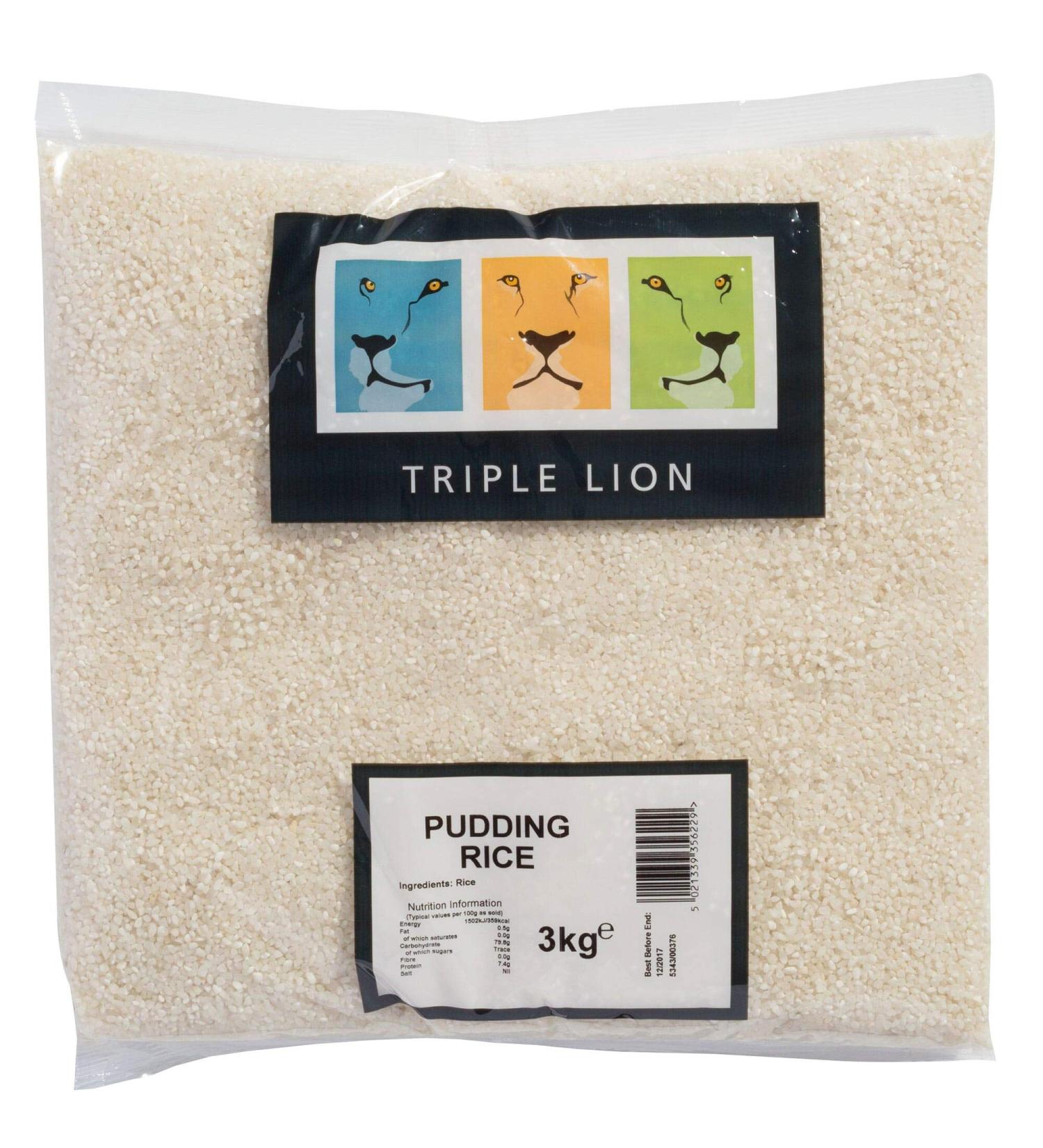 Triple Lion Short Grain Pudding Rice - 1x3kg