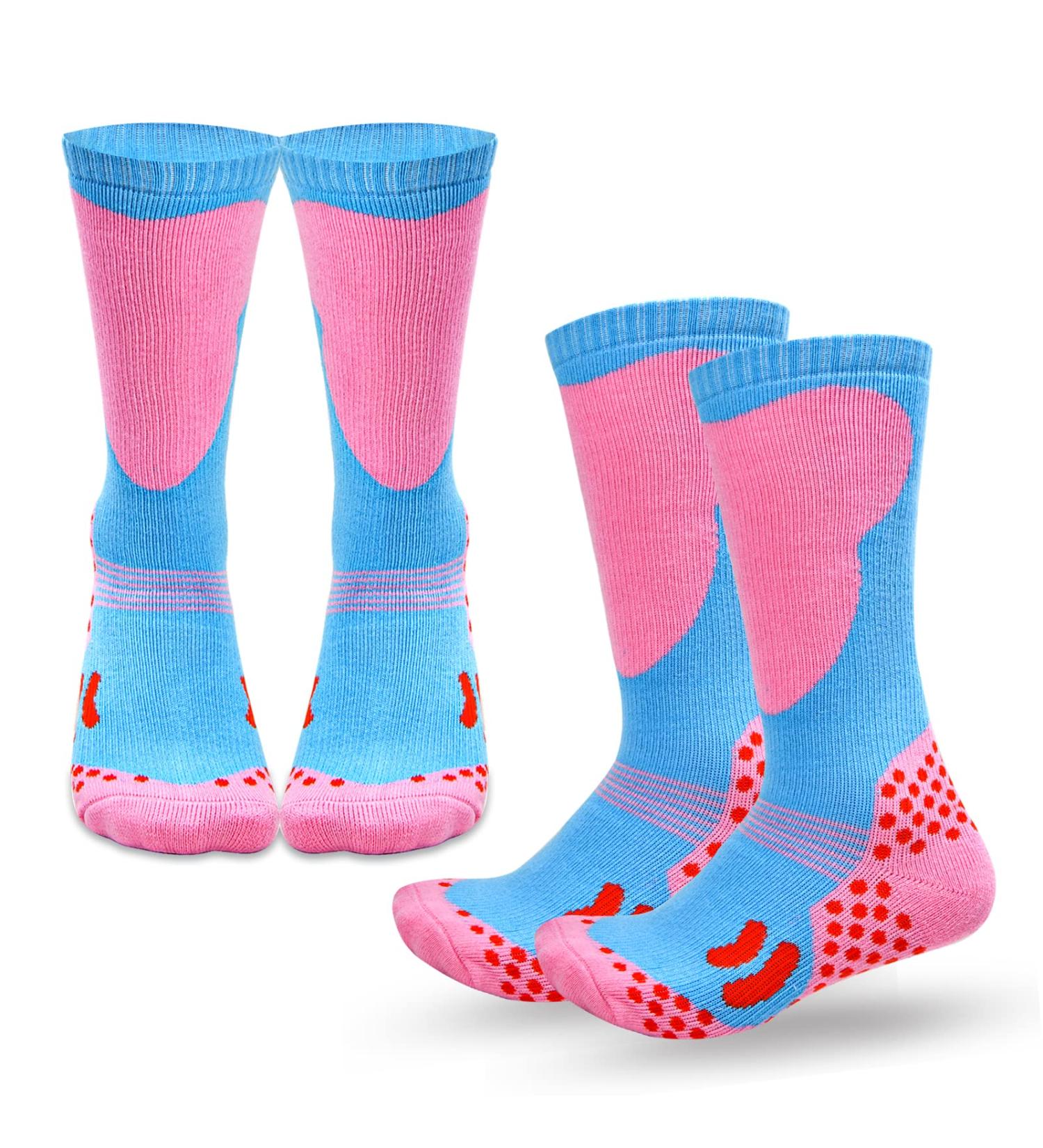 Lymaha Kids Ski Socks - Thick Reinforced Knee Socks for Boys & Girls Winter Sports 9-10 Years - Perfect for Skiing & Snowboarding Pink - Buy Online on GoSupps.com