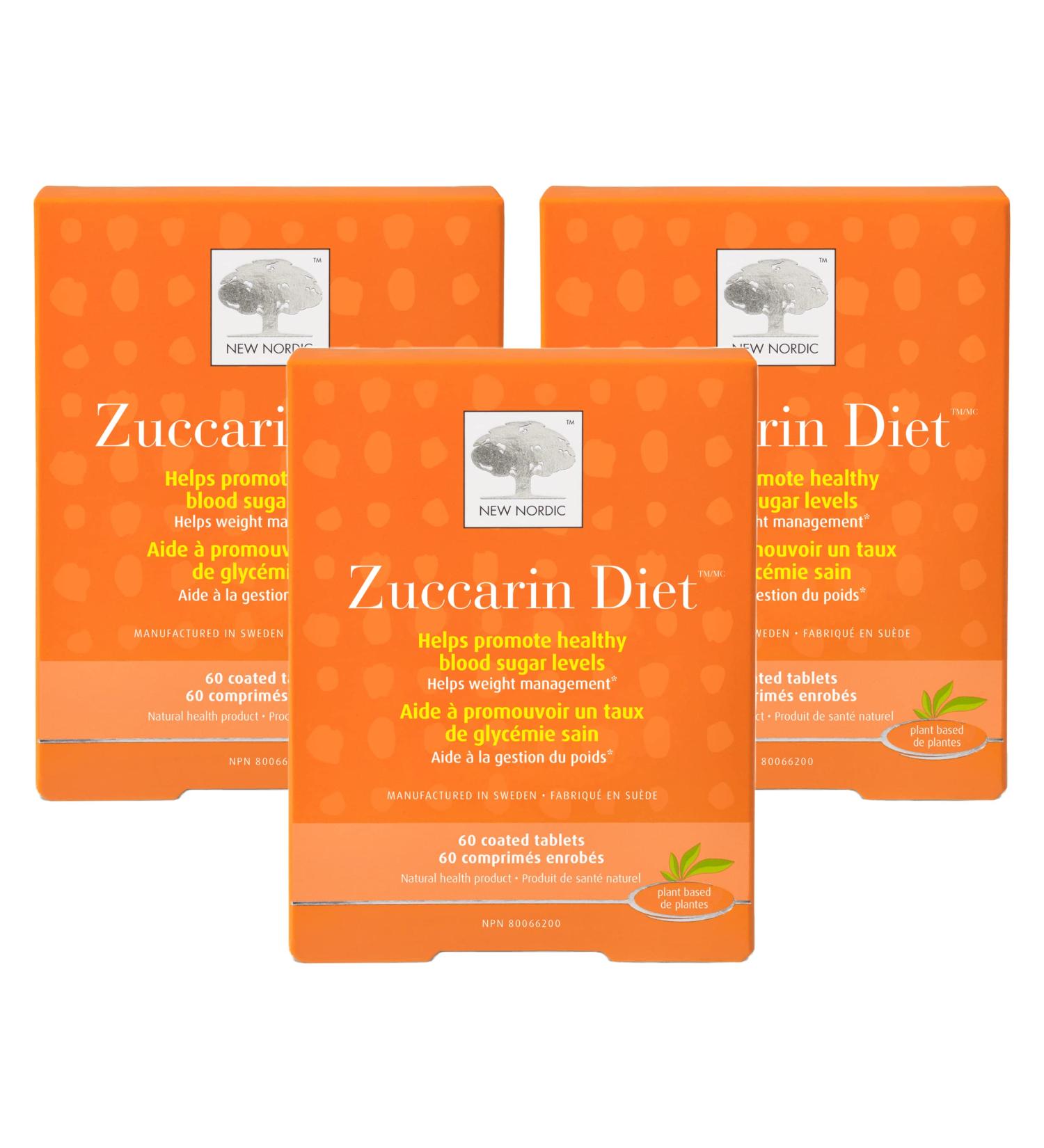 New Nordic Zuccarin Diet - Herbal Supplement to Support a Healthy Lifestyle - Contains White Mulberry Leaf Extract & Green Coffee Bean Extract - 60 Vegan Tablets (Pack of 3) - Buy Online on GoSupps.com