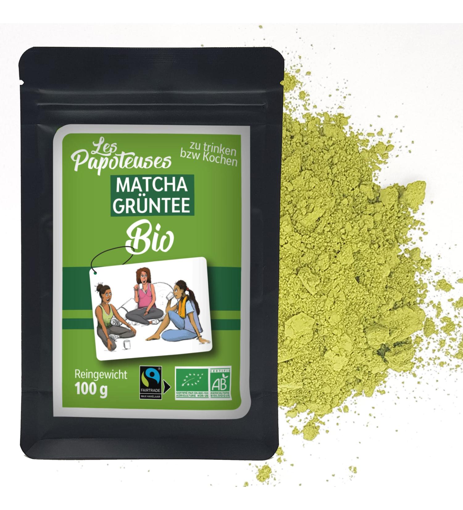 LES PAPOTEUSES | Organic Matcha Green Tea Powder - 100g | Fair Trade Chinese Green Tea - Buy Online on GoSupps.com