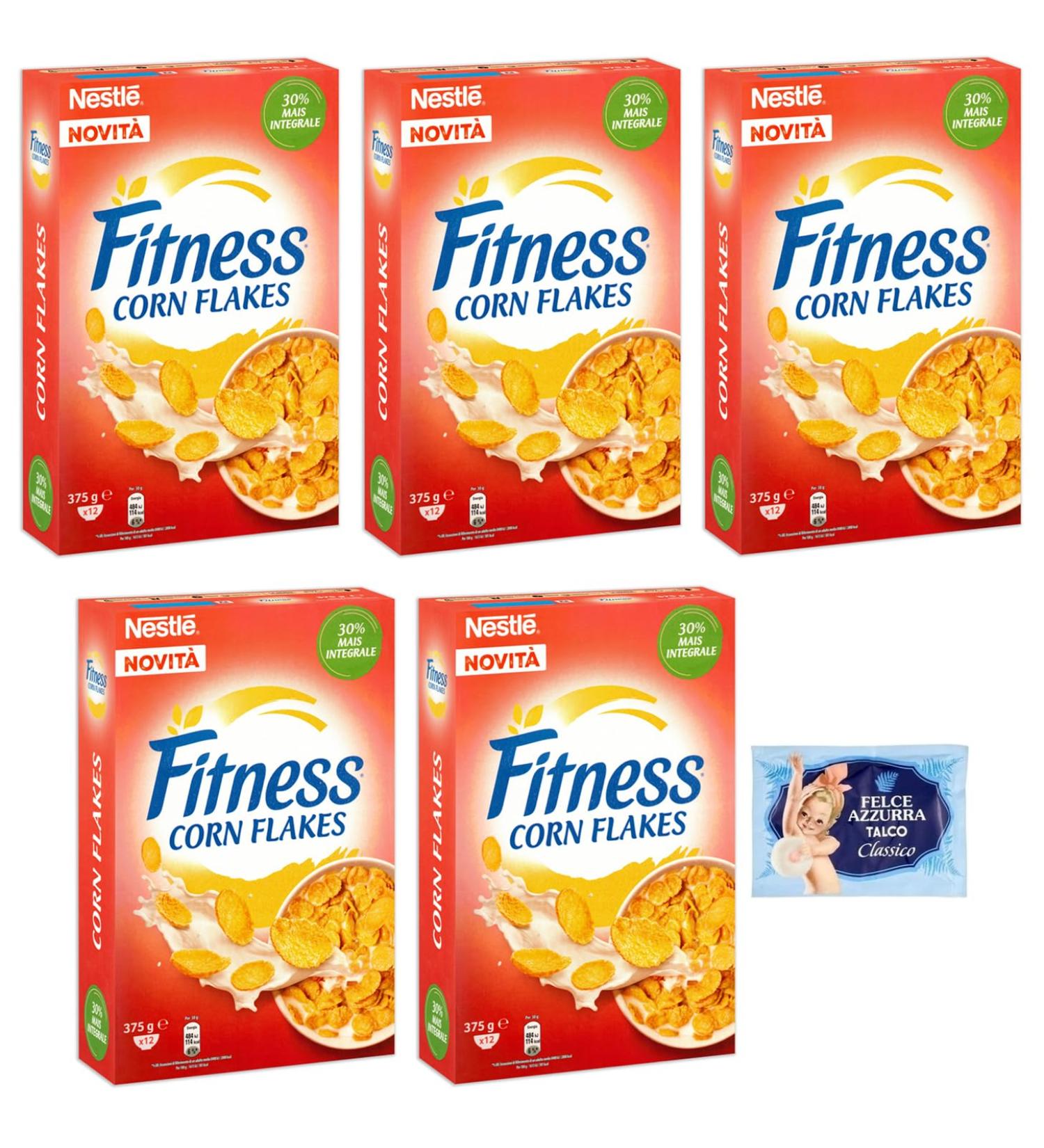 Nestl Pack of 5 Classic Crispy Breakfast Cereals 375g + 1 sachet of Felce Azzurra Talcum Powder 100g - Buy Online on GoSupps.com