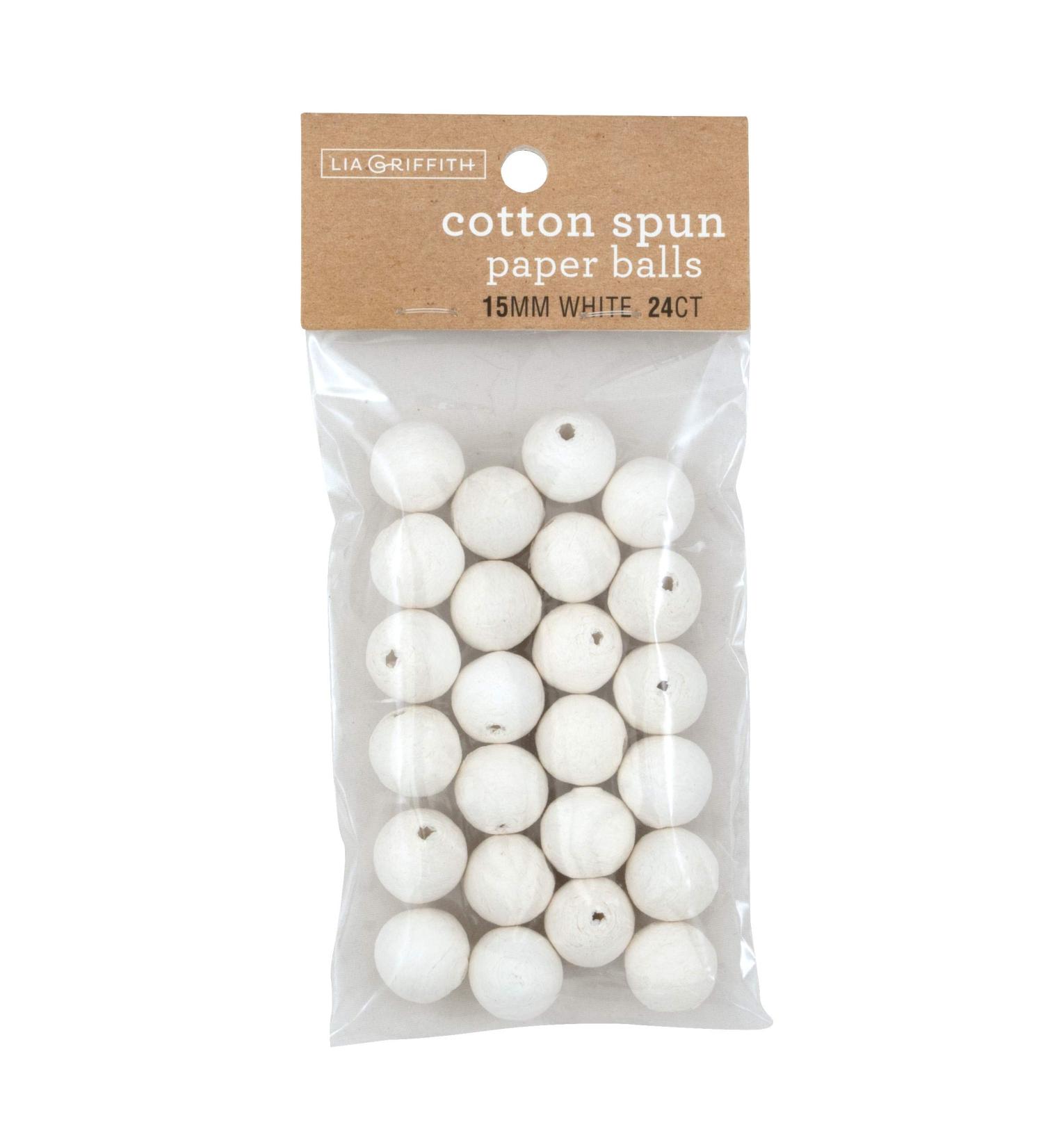 Lia Griffith PLG42001 Cotton Spun Paper Balls - 15mm White (24 Count) - Buy Online on GoSupps.com