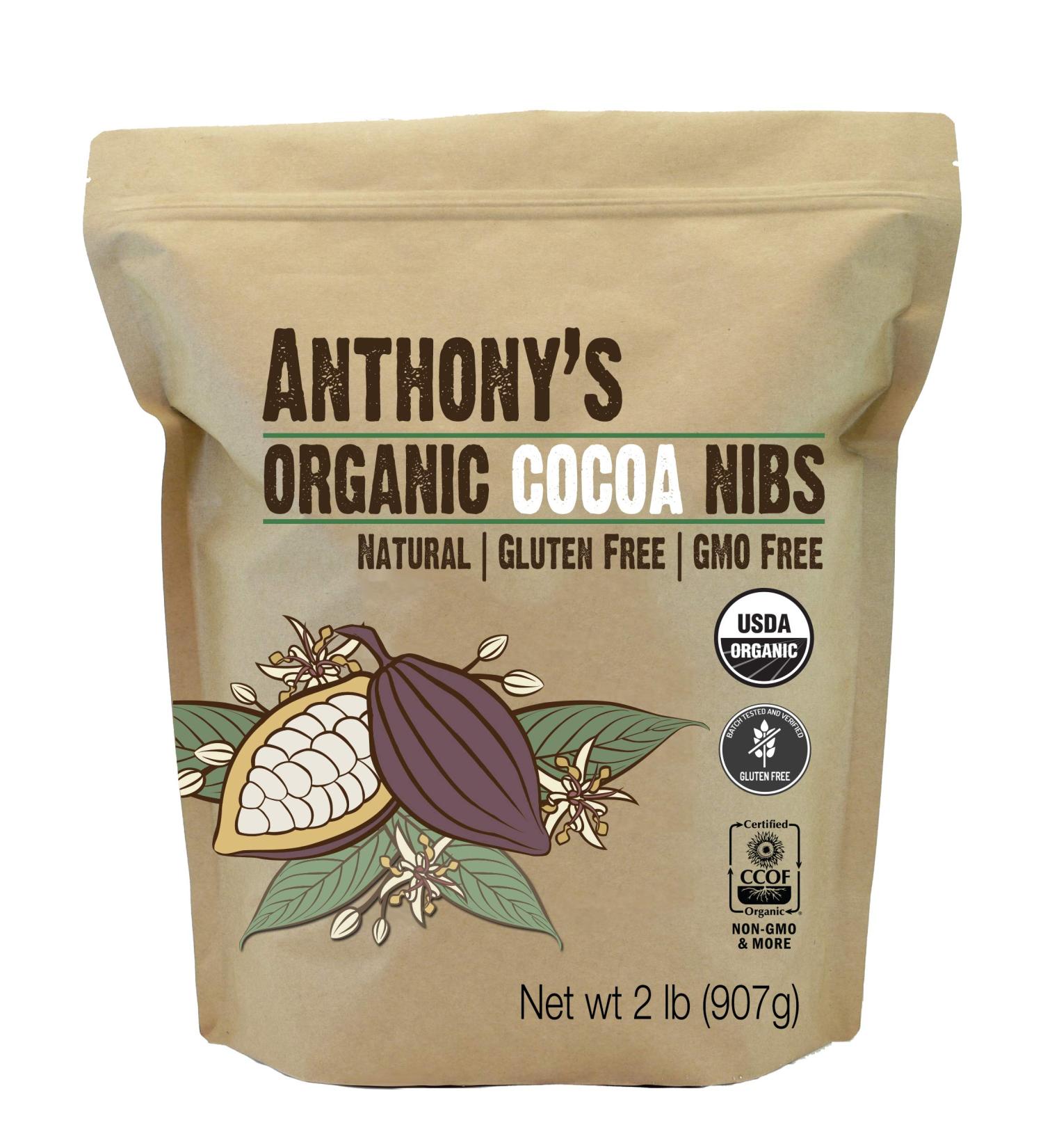 Anthony's Organic Cacao Cocoa Nibs 2 lb - Gluten Free, Batch Tested - 1 Pack - Buy Online on GoSupps.com