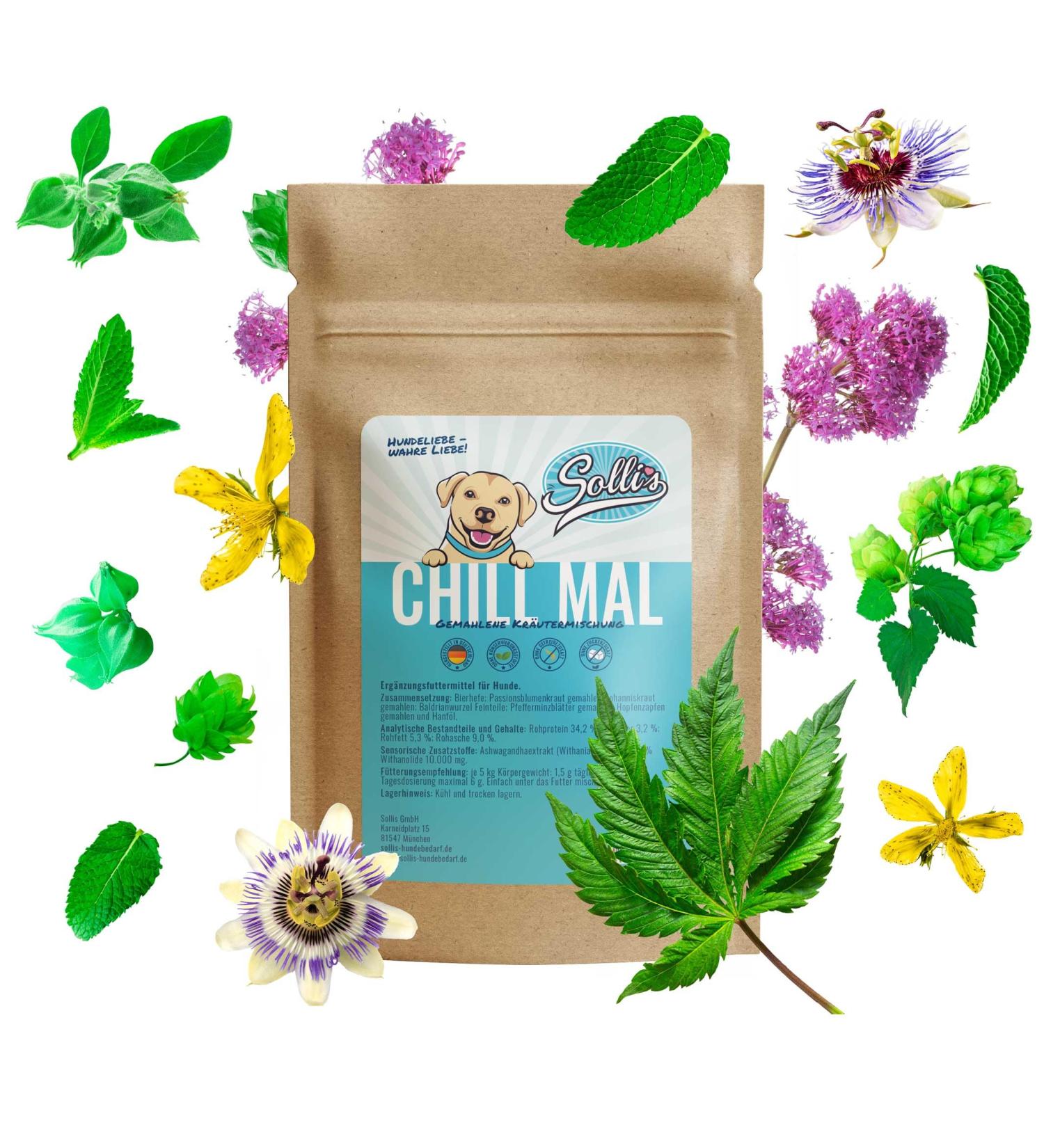 Sollis Sedative for Dogs | 100% Natural Herb Mixture | Relieves Stress Fear & Hyperactivity | 300g | Calm Your Dog Naturally - Buy Online on GoSupps.com