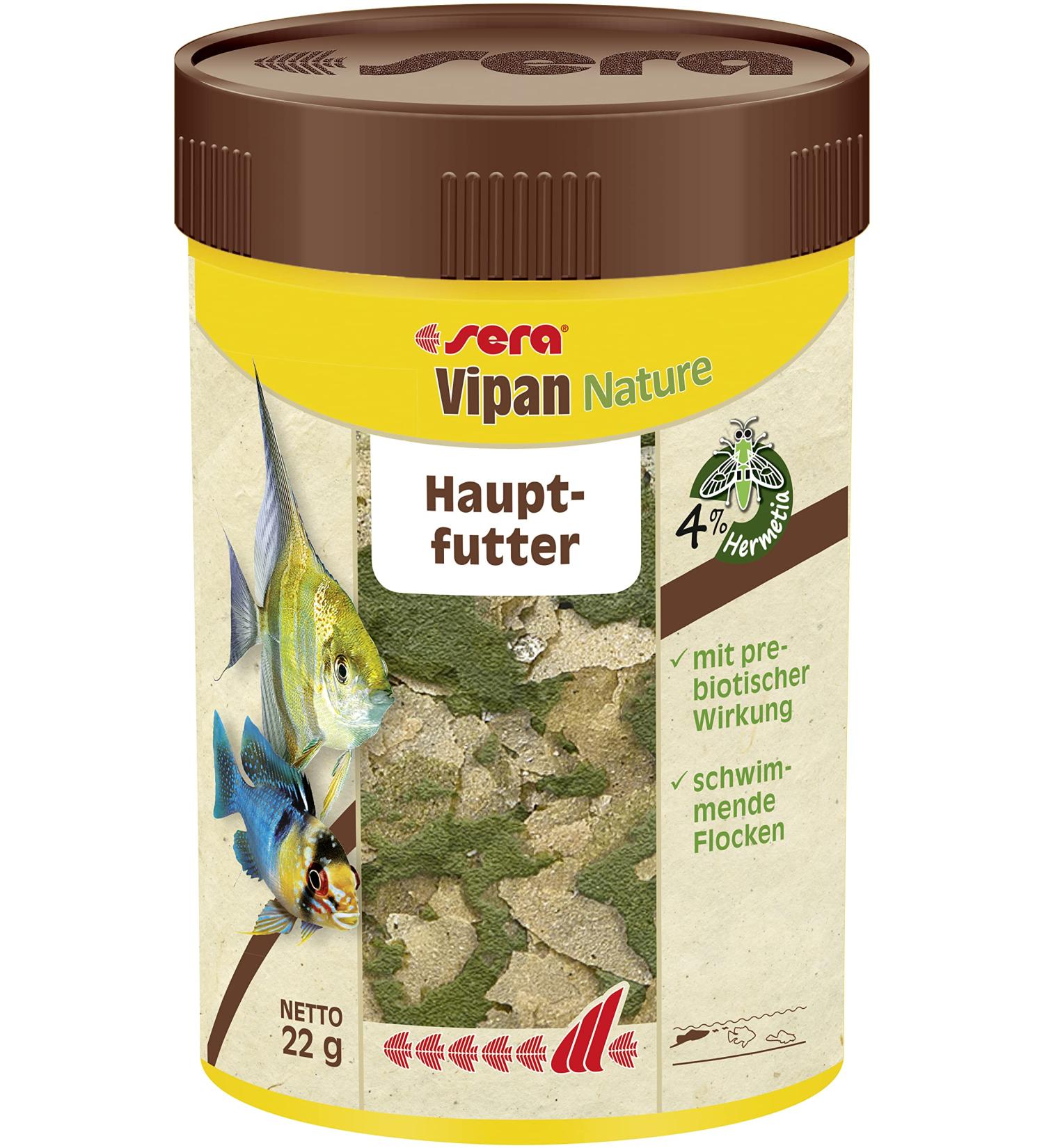 Sera Vipan Fish Feed Aquarium Floking 100 ml |Looks prebiotic with insect flour |Less algae thanks to flake main feed with very high usabilityFish feed made in germany 100 ml (1 -pack) flakes