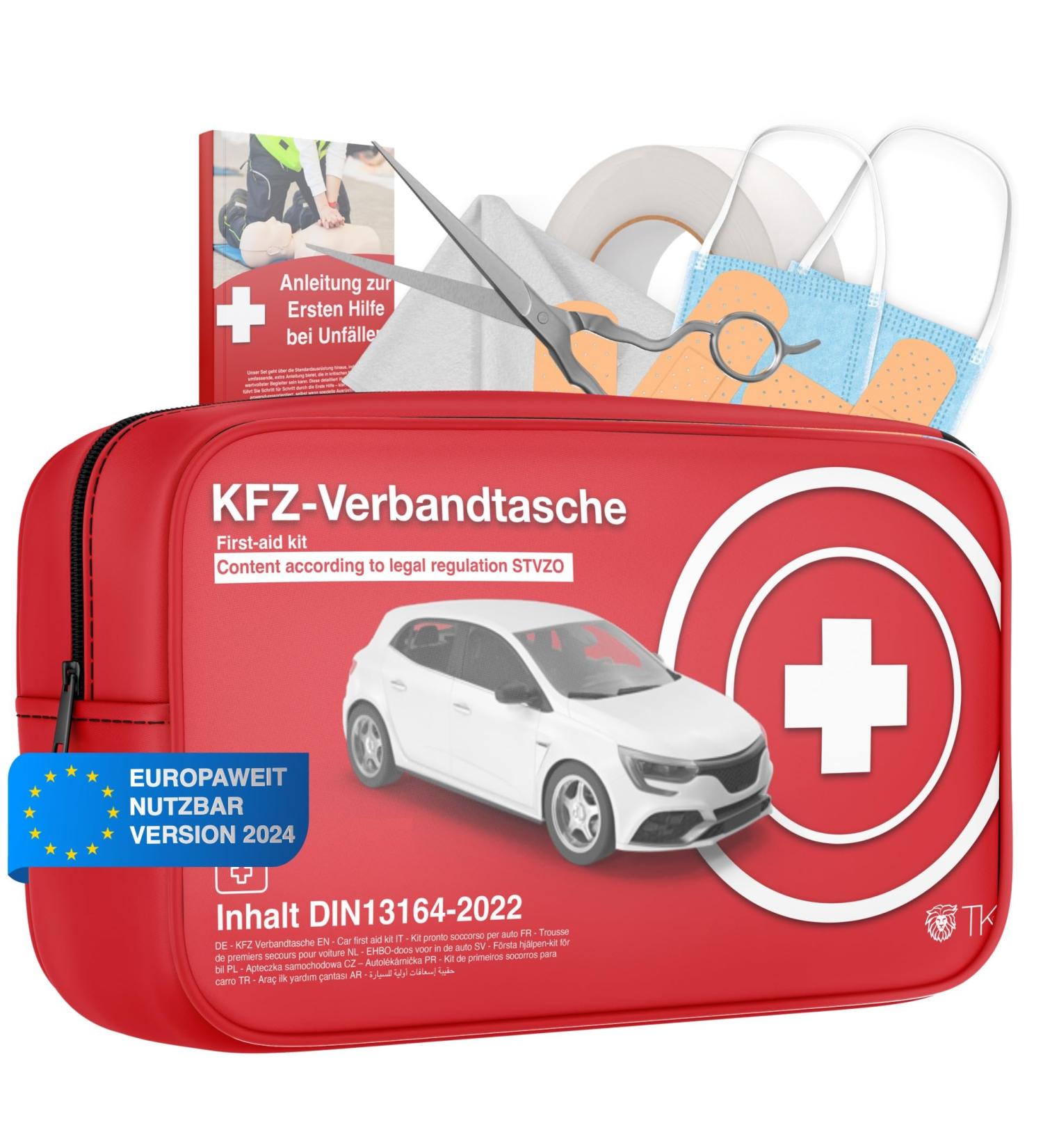 3x Association First Aid Bag for Vehicles - DIN 13164 Compliant - 2024 Standard - Includes Extra Instruction Book - Eco-Friendly Packaging - Buy Online on GoSupps.com