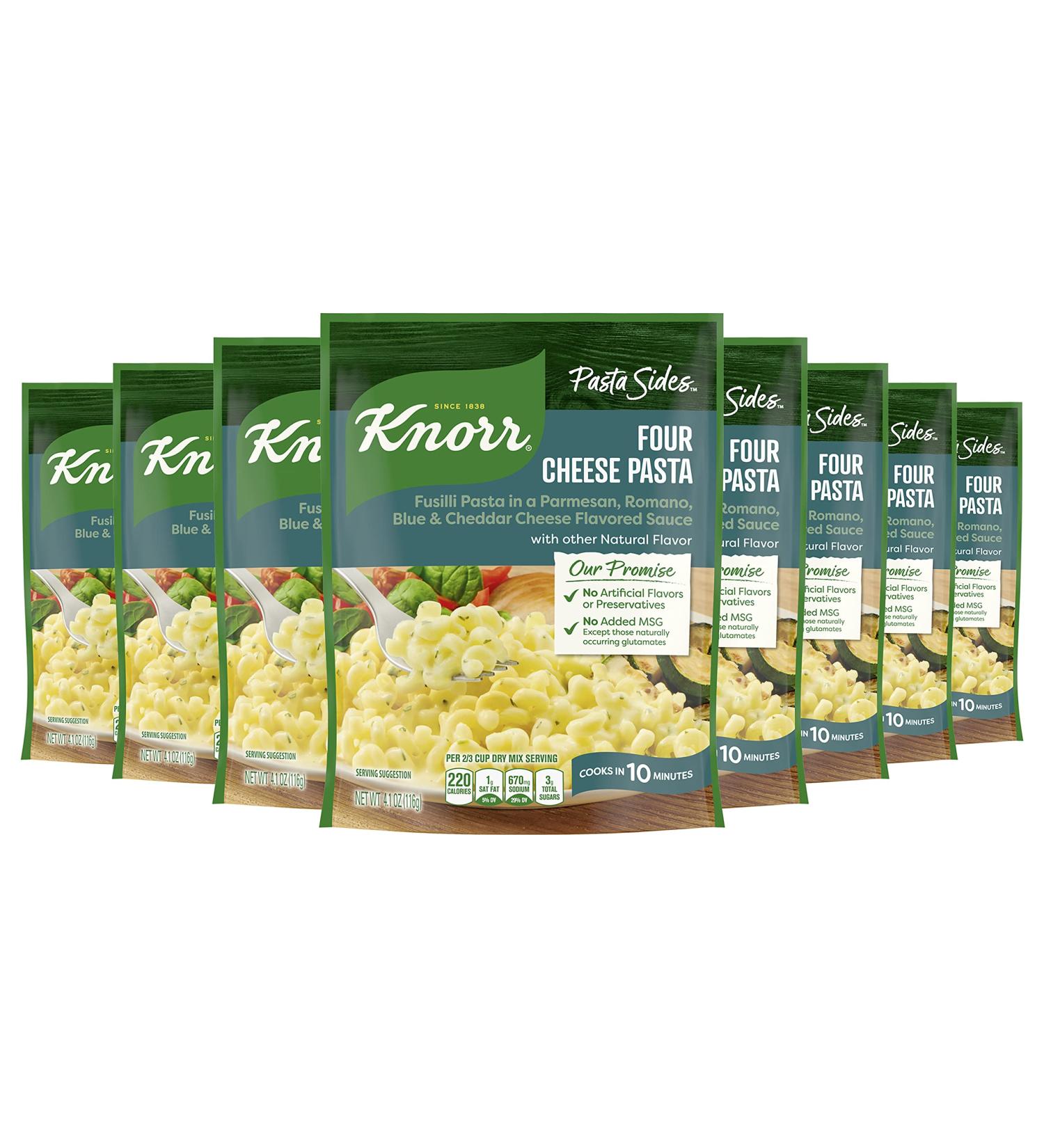 Knorr Four Cheese Pasta Sides - Quick & Delicious Side Dishes | 4.1oz, Pack of 8 - No Artificial Flavors, Preservatives, or MSG - Buy Online on GoSupps.com