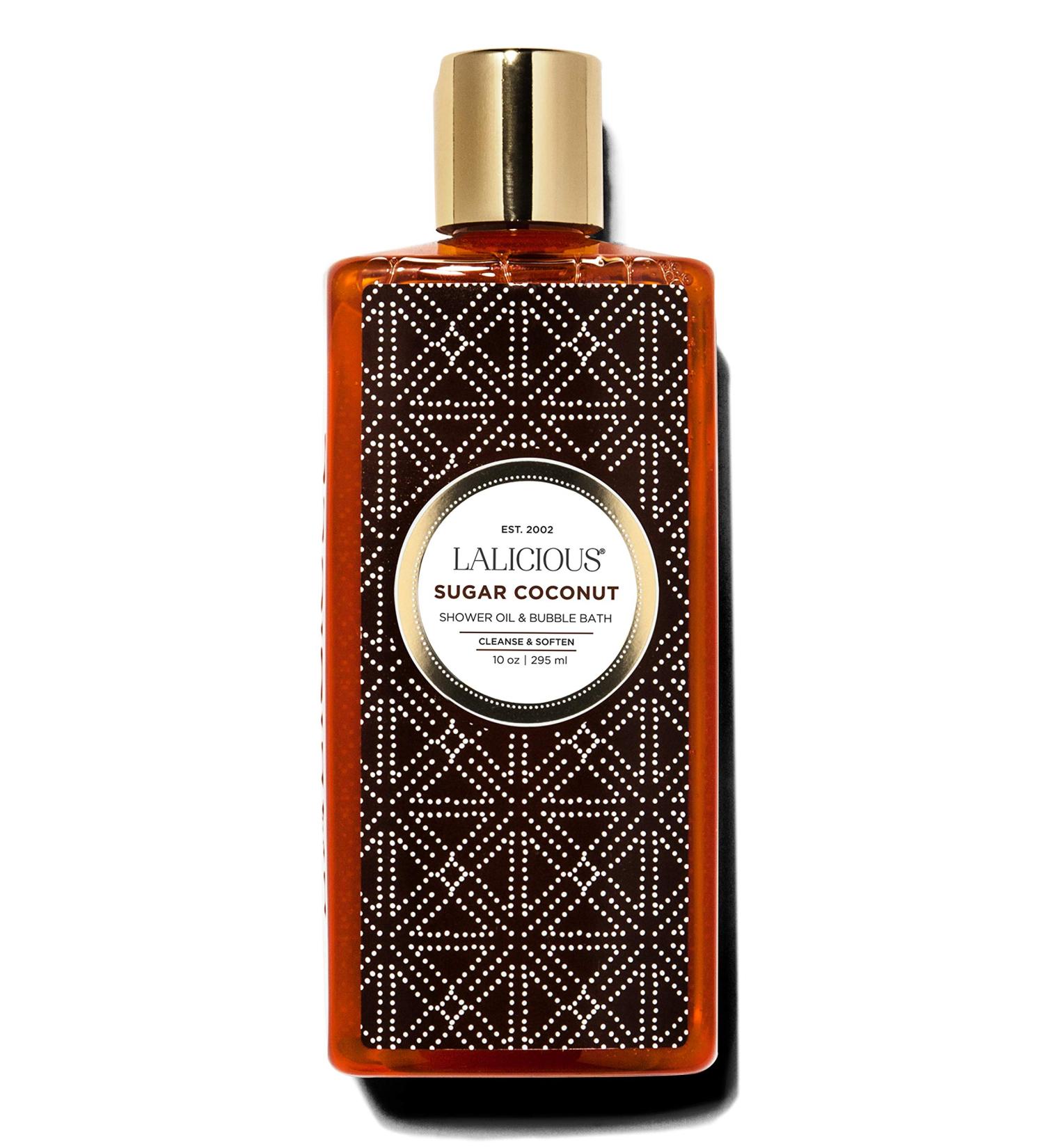 LaLicious Sugar Coconut Shower Oil & Bubble Bath - Natural Shower Cleanser with Topical Probiotics & Grapeseed Oil - Bath Soap Product for Shower Bath & Shaving No Parabens (10oz) - Buy Online on GoSupps.com