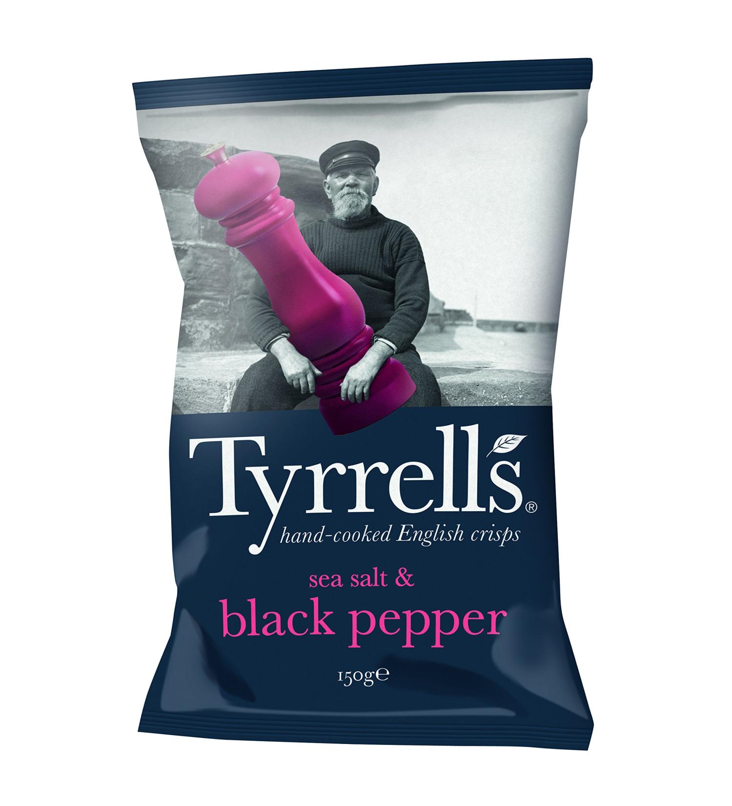 Tyrrells Tyrrell's Sea Salt & Black Pepper Lot de 8 bo tes de 8 x 150 g