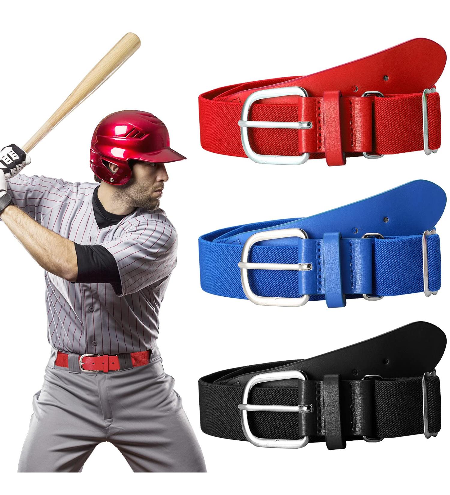 Syhood 3 Pieces Baseball Belt Elastic Softball Belt Adjustable Softball Belt Waist Belt Unisex for Youth and Adult with 1-1/2 Inch Buckle - Buy Online on GoSupps.com