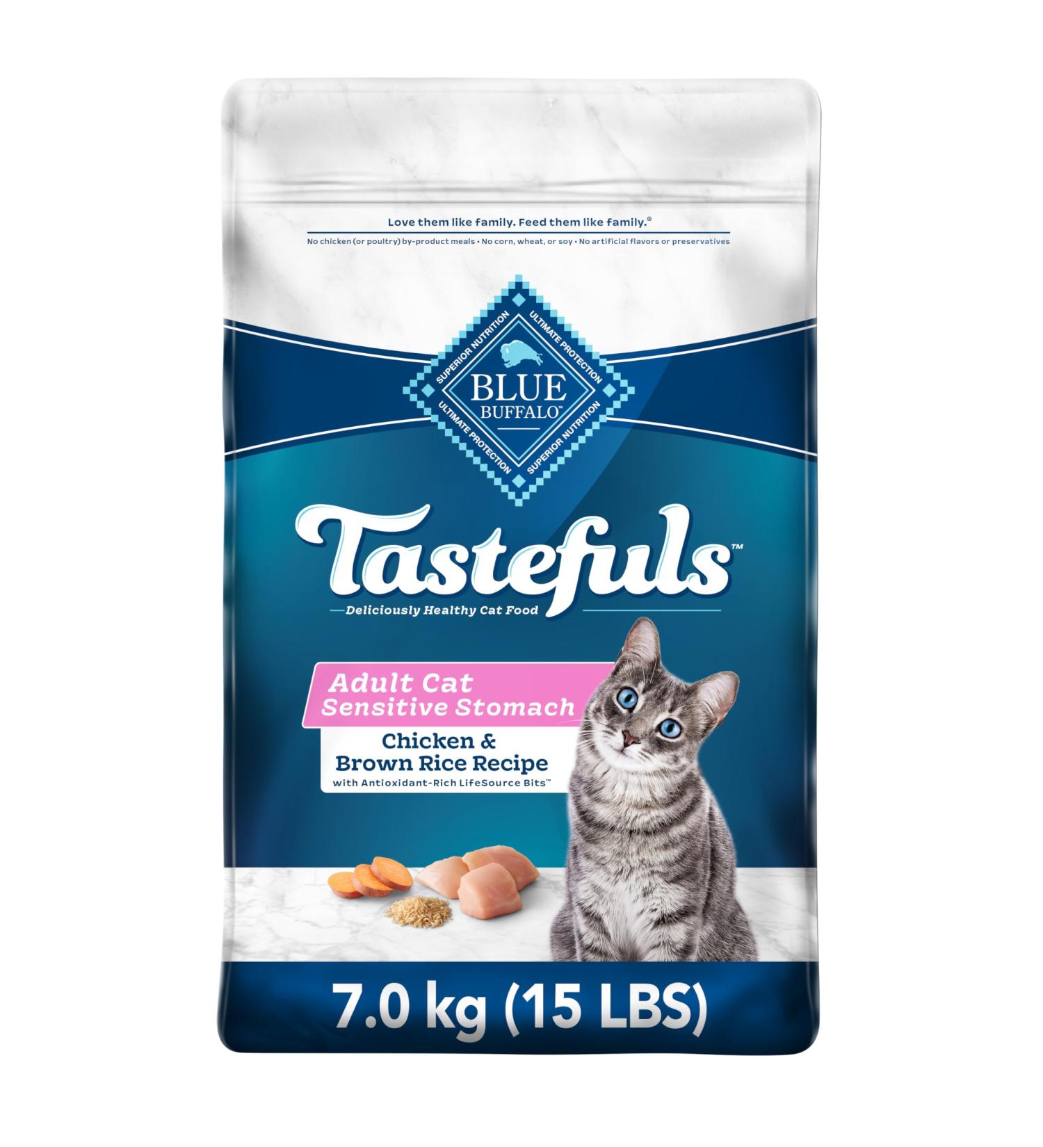 Blue Buffalo Sensitive Stomach Natural Adult Dry Cat Food Chicken And Brown Rice 6.8kg bag Large Bag Sensitive Stomach - Buy Online on GoSupps.com