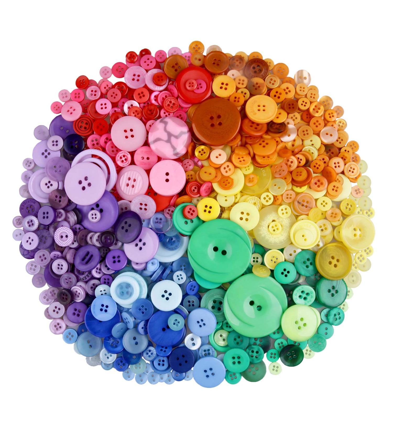 Greentime Mixed Color Round Resin Buttons - 600-700 PCS Assorted Sizes for Crafts & Sewing DIY - Rainbow Handmade Ornament Buttons - Buy Online on GoSupps.com