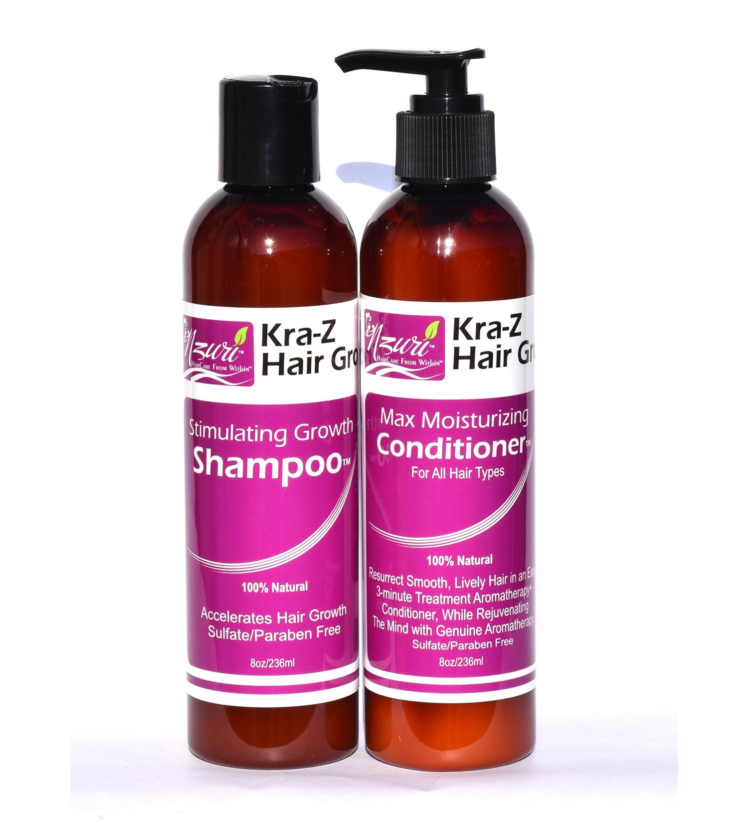 Nzuri Kra-Z Hair Gro Shampoo & Conditioner Combo Kit - 8oz | Stimulating Growth for Healthy Hair | International Shipping Available - Buy Online on GoSupps.com
