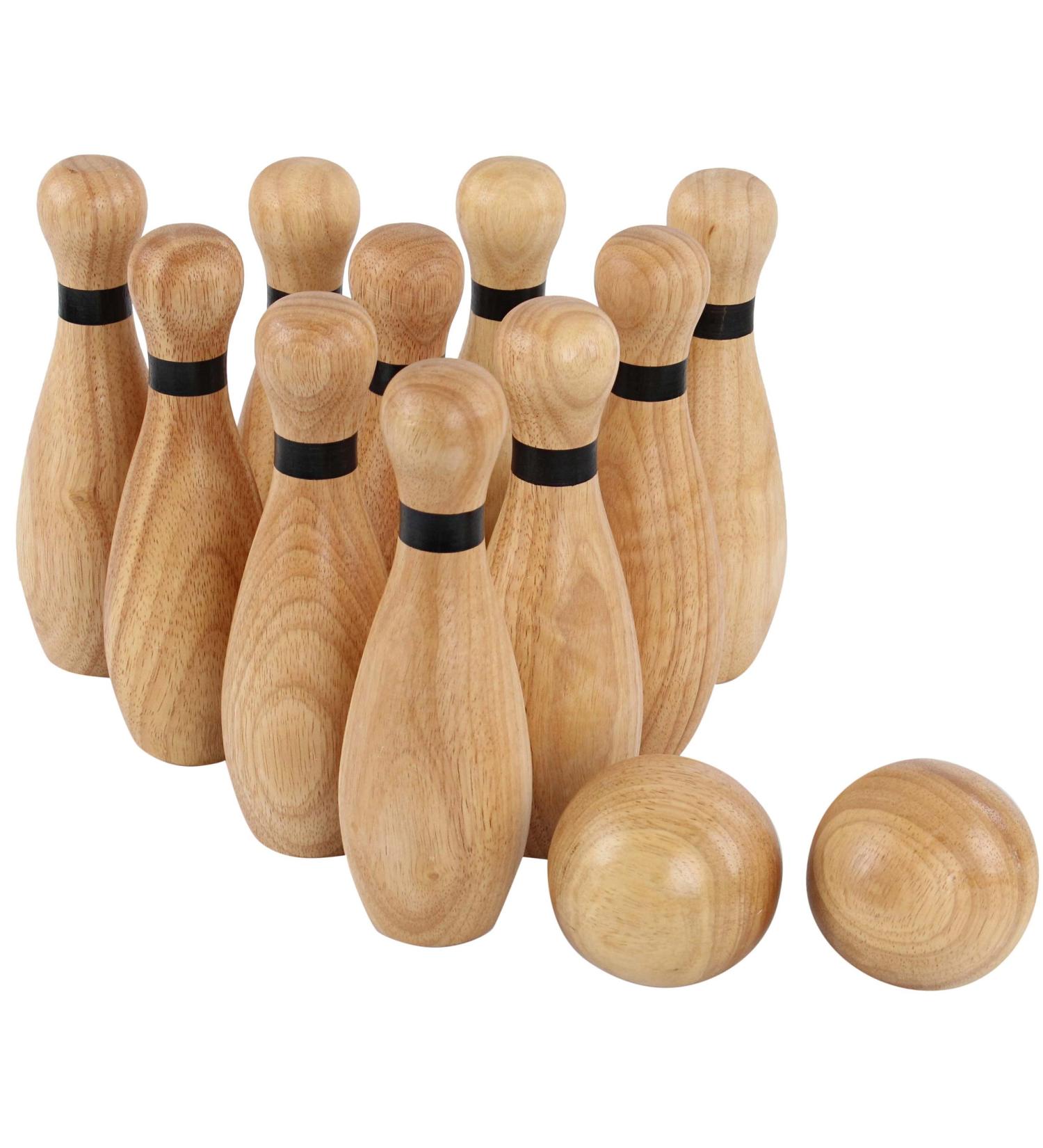 Get Out! Wooden Bowling Set - 12pc Lawn Bowling and Skittle Ball Games for Family Fun - Buy Online on GoSupps.com