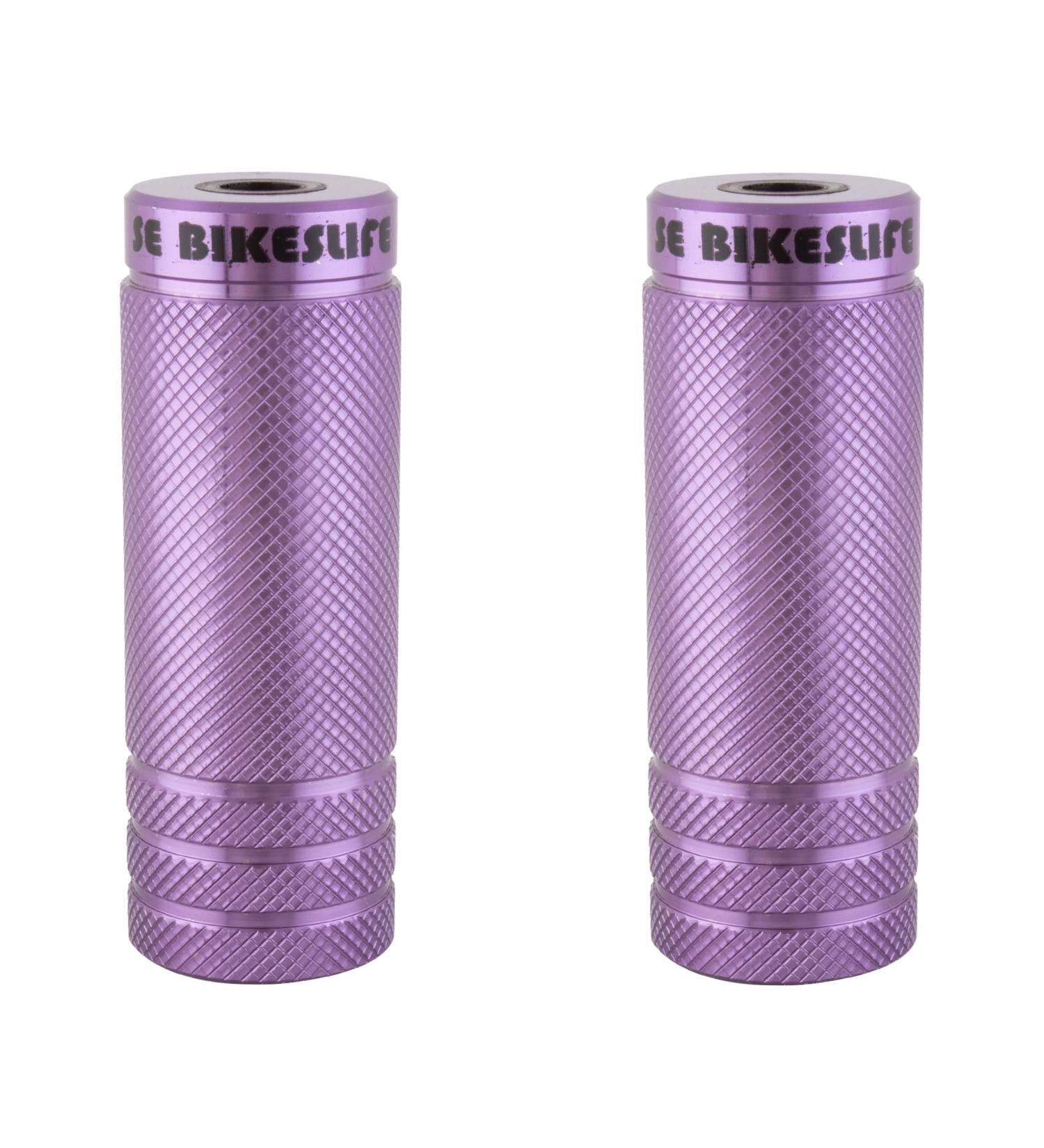 SE BIKES Wheelie Pegs 14mm - 3/8 Purple 35mm Steel 98mm