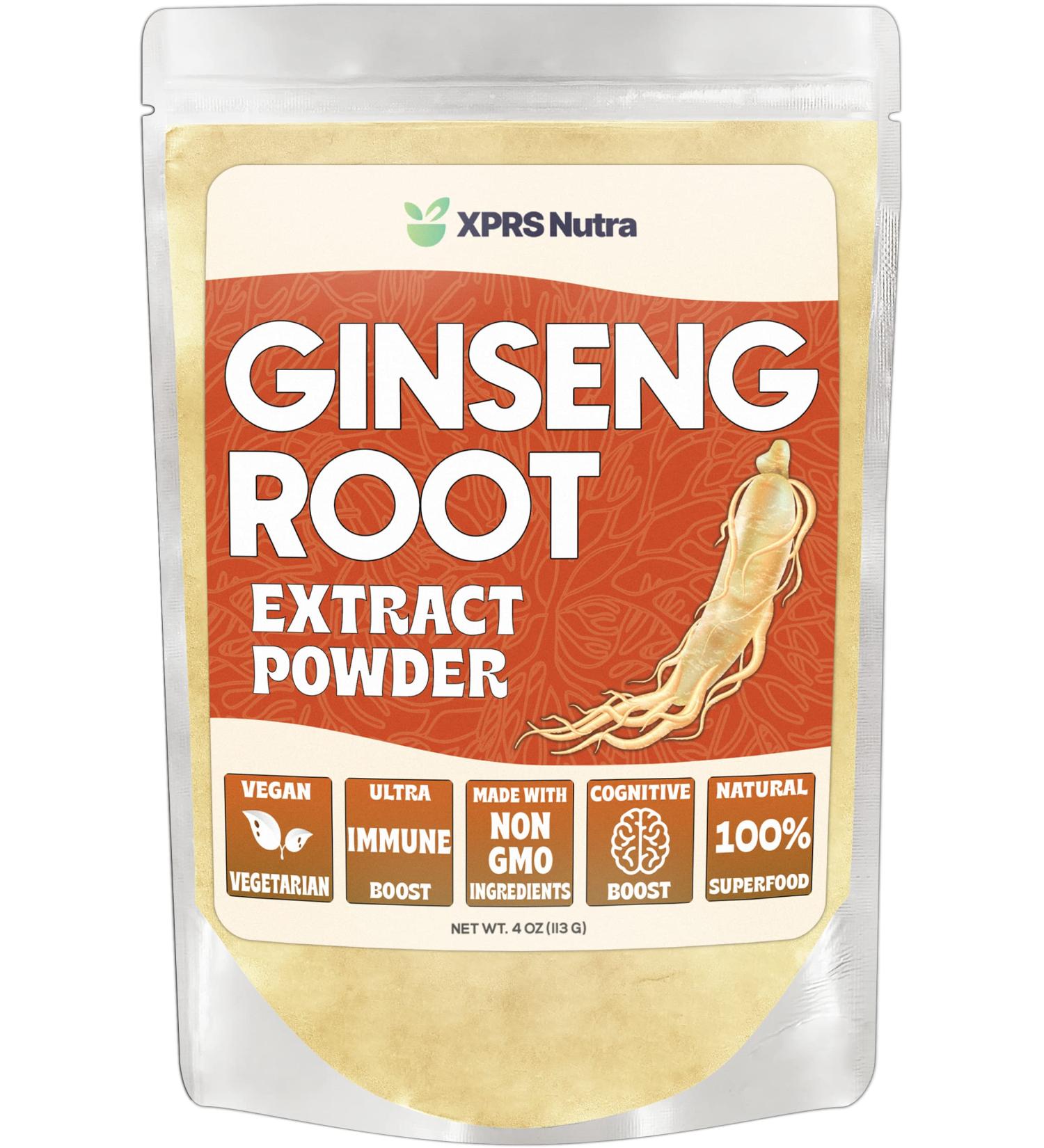 XPRS Nutra Ginseng Root Extract Powder - Supports Cognitive Function, Physical Performance and Immune System - Vegan Friendly Panax Ginseng Powder (4 oz) - Buy Online on GoSupps.com