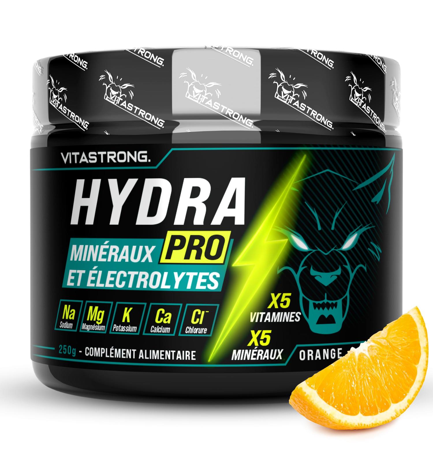 Electrolyte Poudre Vitastrong Hydra Pro 250g Pre Workout avec 5 Min raux 5 Vitamines Rhodiola Rosea Vitamine C Calcium Magn sium Malate Potassium Citrate Vitamine B12 Niacine B3 Go t Orange - Buy Online on GoSupps.com