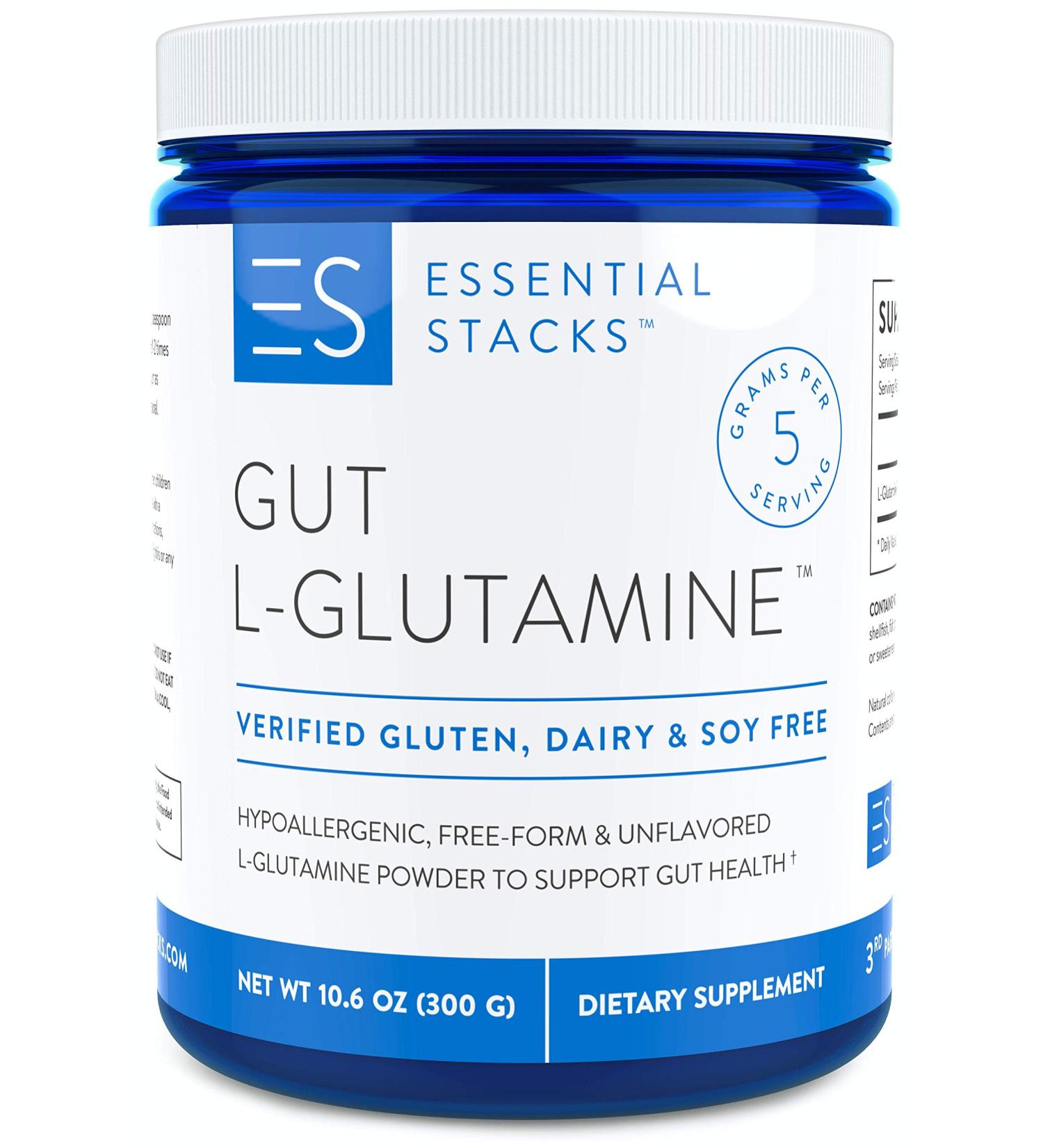 Gut L-Glutamine Powder for Gut Health - Non-GMO & Vegan - Made in USA - Buy Online on GoSupps.com