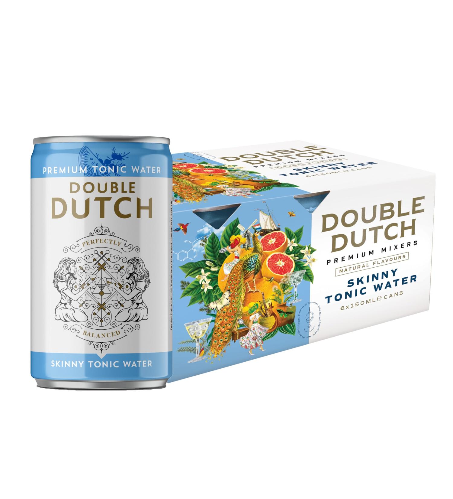 Double Dutch Skinny Tonic Water | 6 x 150ml | 100% Natural | Low Calorie Mixer | No Artificial Colors or Flavors - Buy Online on GoSupps.com