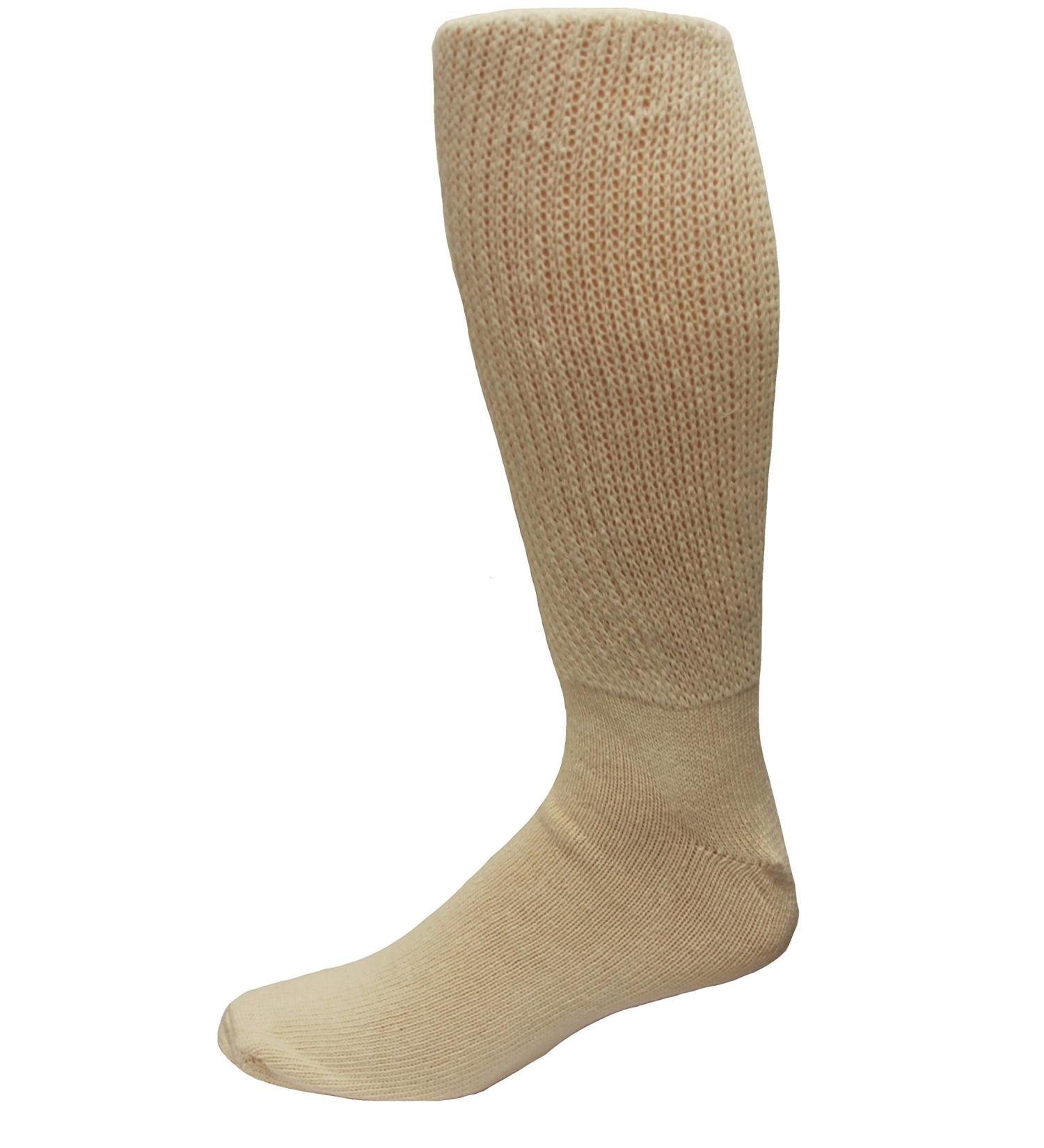 Foot Galaxy Diabetic Socks 3 Pair Pack Men Size 12-15 Natural