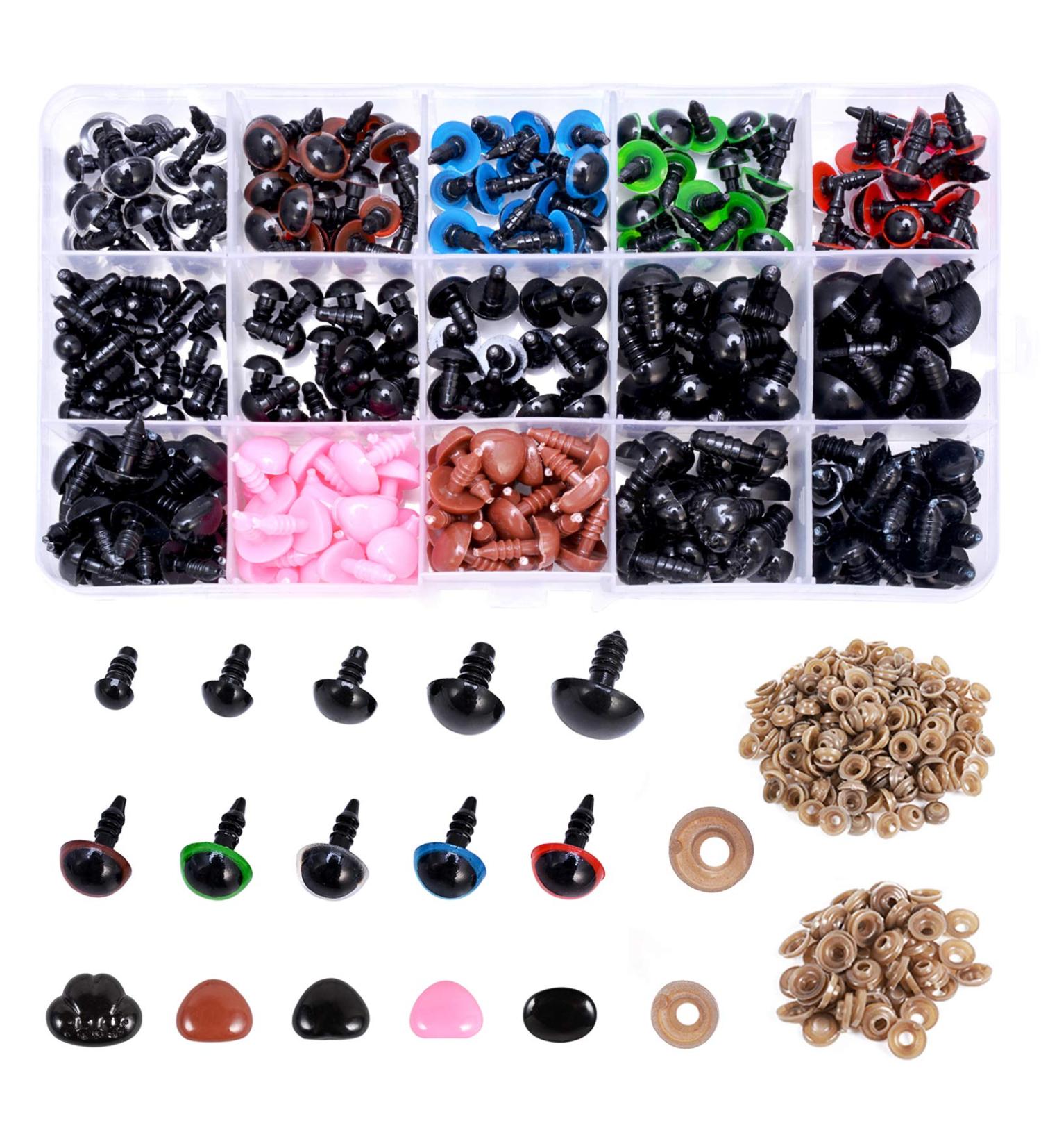570 Pcs Plastic Safety Eyes & Noses with Washers for Crafts - Amigurumi, Crochet, Teddy Bears - Assorted Sizes & Colors - Buy Online on GoSupps.com