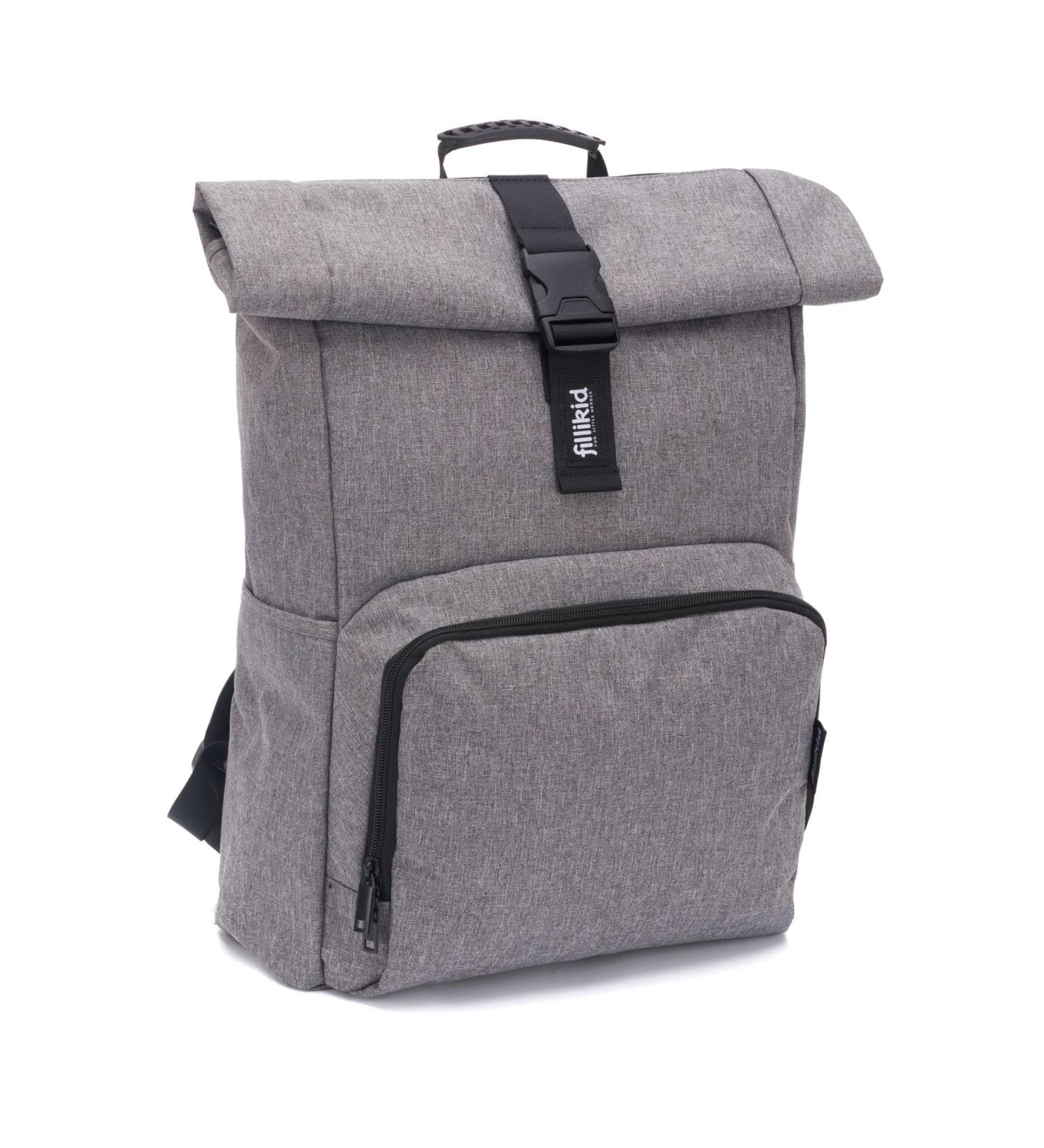 Fillikid Wrap Backpack Tokyo Exclusive | Stylish Water-Repellent Diaper Bag with Diaper Pad Stroller Attachment & Bottle Warmer | Rolltop Gray Melange Baby Bag - Buy Online on GoSupps.com