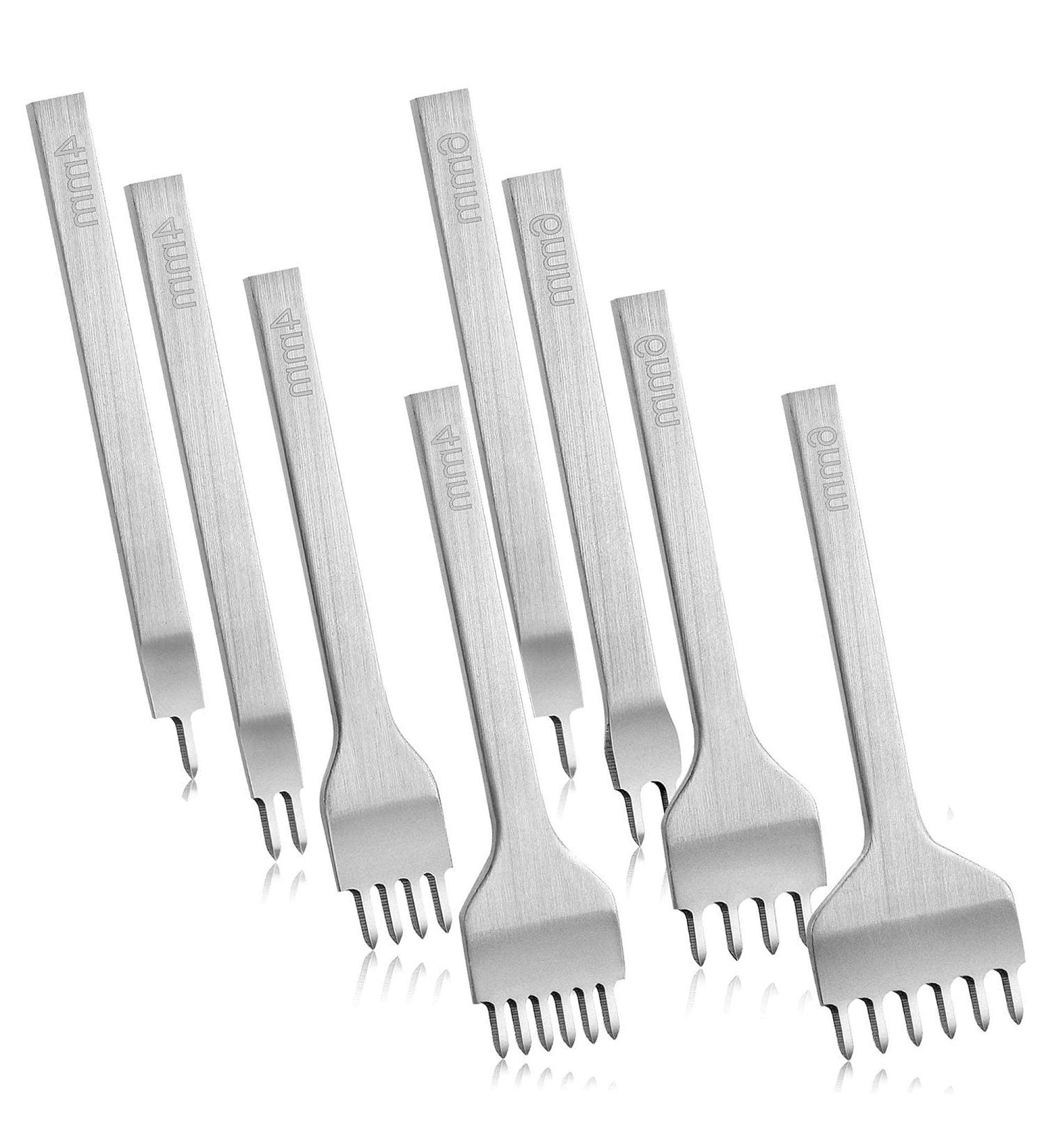 8-Piece Akamino Leather Chisel Set - 4mm & 6mm Prong Leather Craft Kits for Stitching & Hole Punching - Buy Online on GoSupps.com