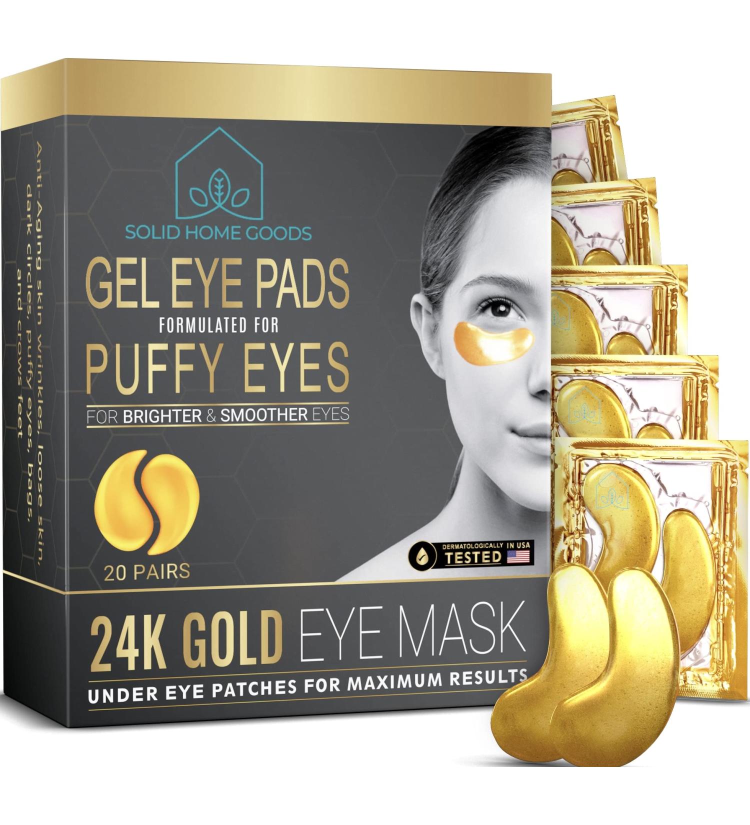SOLID HOME GOODS Gold Under Eye Patches - 20 Pairs for Puffy Eyes & Dark Circles Treatment | Collagen Masks for Beauty & Personal Care - Buy Online on GoSupps.com