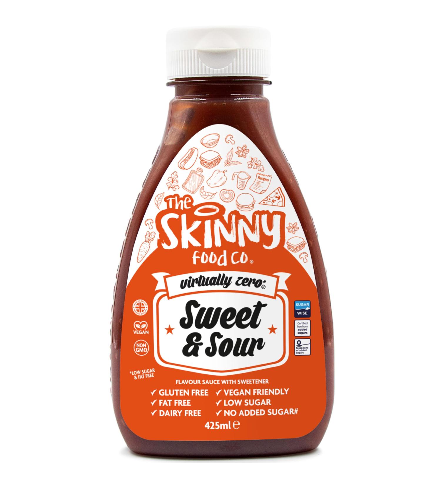 Skinny Food Co Sugar Free Sweet & Sour Sauce 425ml - Virtually Zero Calorie Sauce - Vegan & Keto-Friendly - Sugar Free Sweet and Sour Sauce - Gluten Free - Buy Online on GoSupps.com