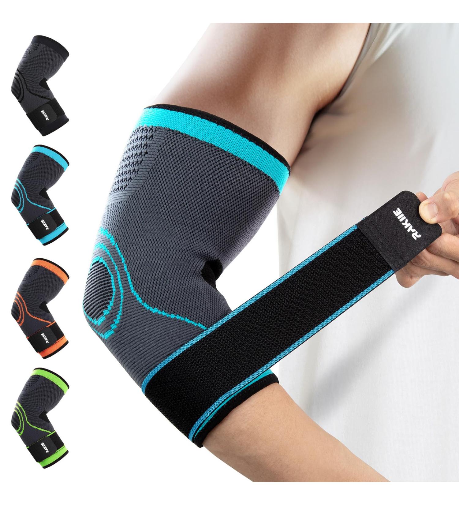 Rakiie Elbow Bandage 2 Pcs Compression Support for Tennis Arm & Tendonitis Unisex Sports Elbow Brace in Blue - Buy Online on GoSupps.com