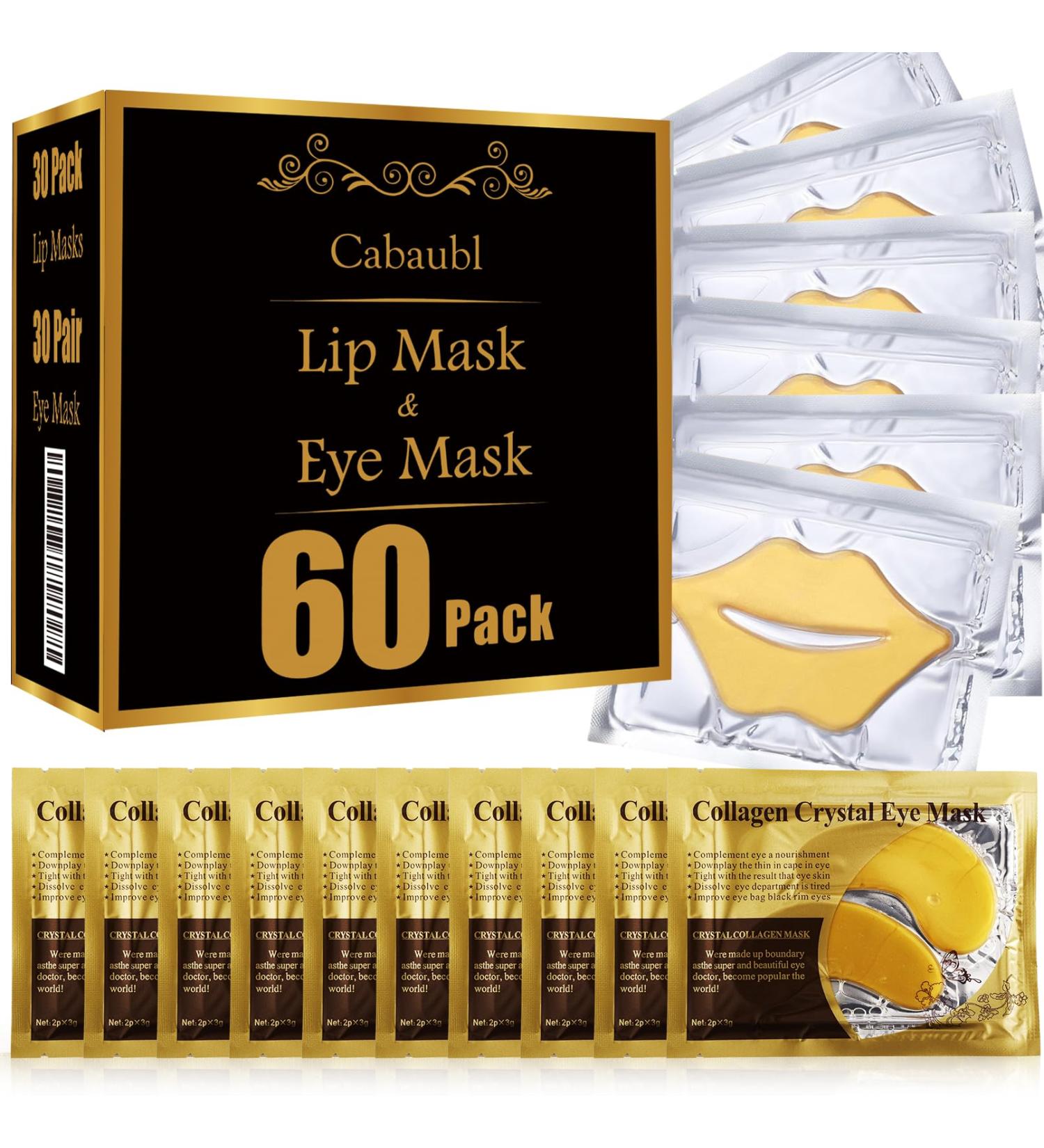 60 Pcs Gold Lip & Eye Masks - Collagen Moisturizing Patches for Dark Circles Puffy Eyes & Fine Lines - Best Skincare for Dry Lips - Buy Online on GoSupps.com