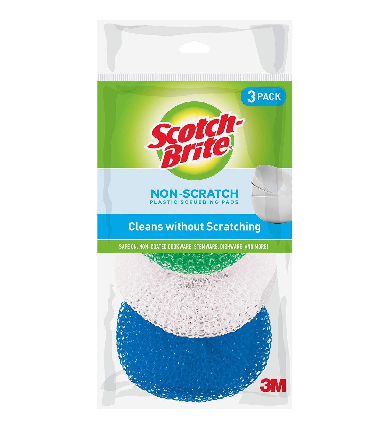 Scotch-Brite Non-Scratch Plastic Scrubbing Pads - Gentle on Dishes, Tough on Grime | Pack of 3 - Buy Online on GoSupps.com