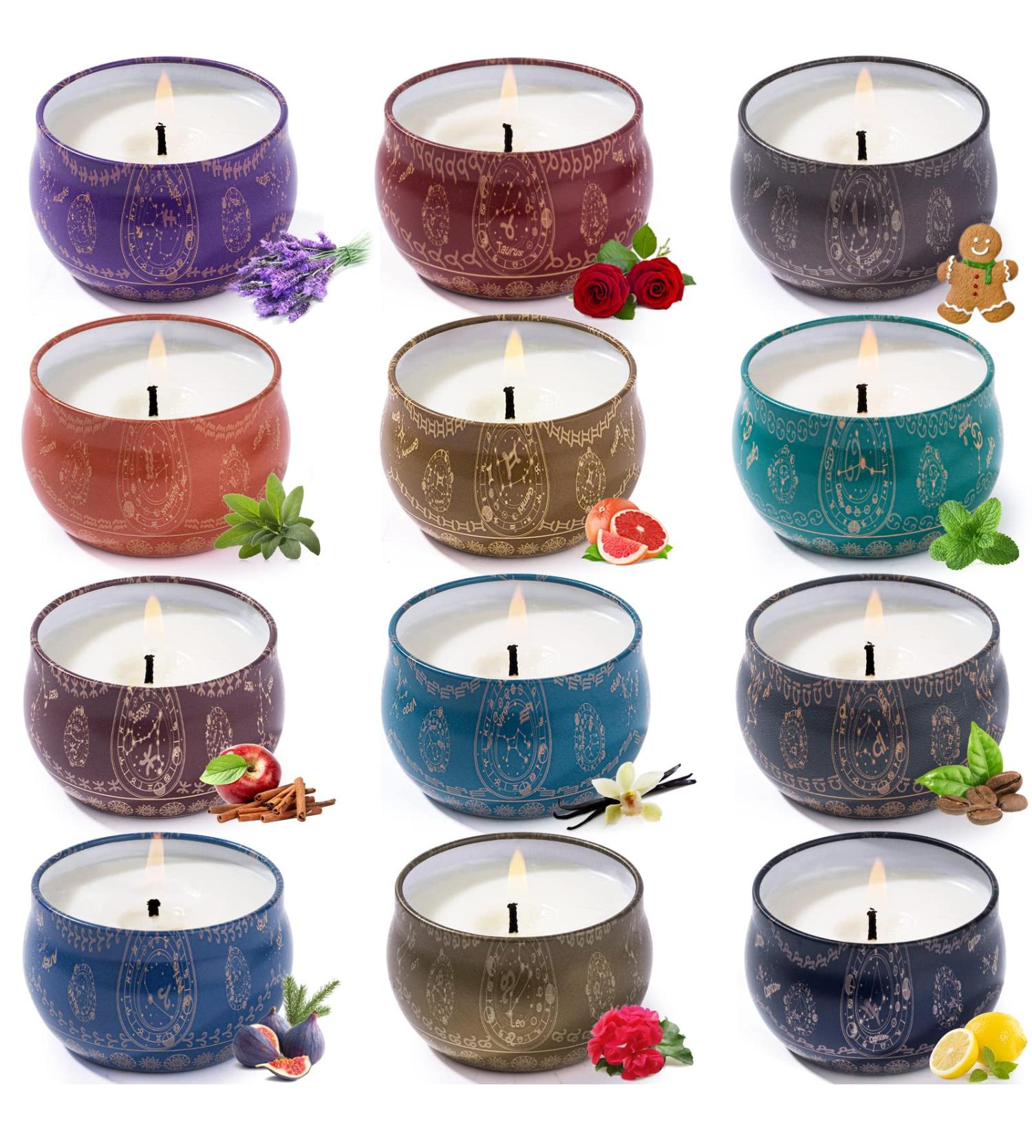 Scented Candles Gift Set for Women - 12 Pack Soy Wax Travel Tins for Aromatherapy & Home Decor | Perfect Birthday Gift - Buy Online on GoSupps.com