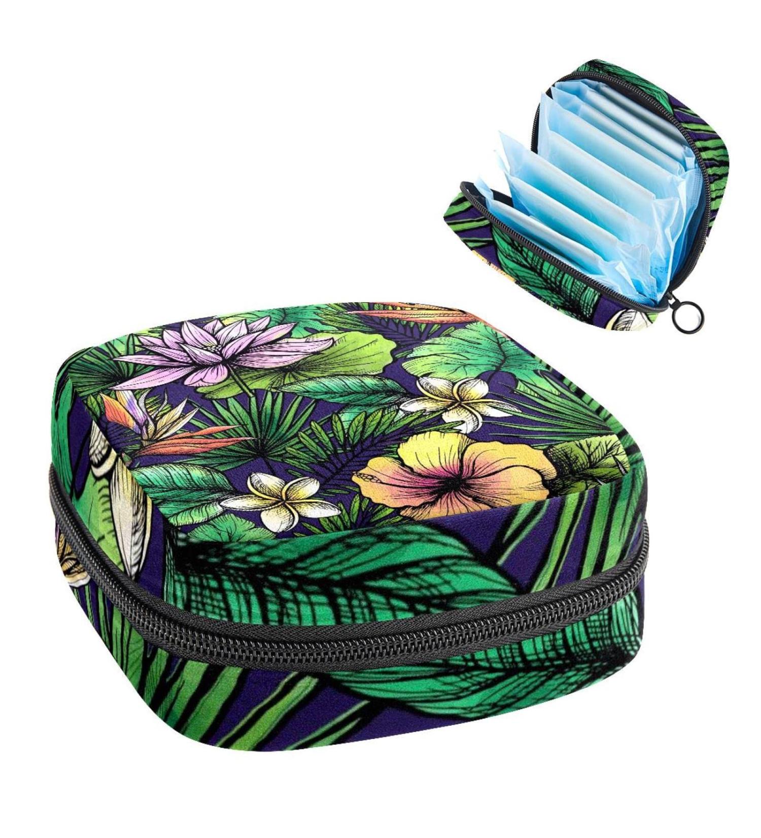 Lotus Leaf Tropical Sanitary Napkin Storage Bag Feminine Menstrual Cup Pouches Nursing Pad Holder Tampon Bags Portable Period Bag for Women Teen Girls 1Pcs Multi-colored 15 - Buy Online on GoSupps.com