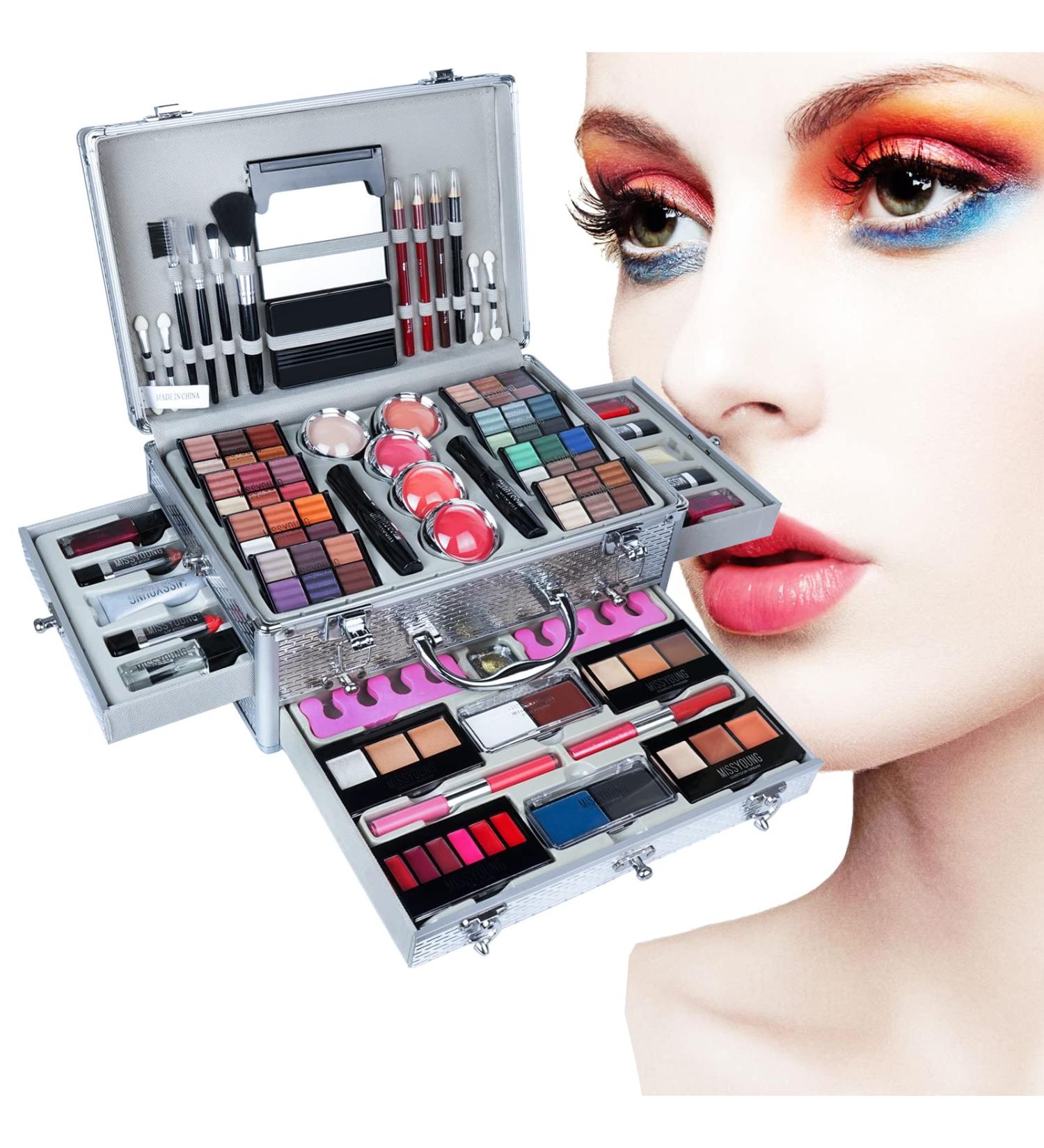 102 Colors Make up set teenagers girls Cosmetic Palette Set include Eyeshadow Palette Lipstick Blush Foundation Concealer Face Powder Mascara Lipgloss Brush for Every Woman(RED) 2#102PCS - Buy Online on GoSupps.com