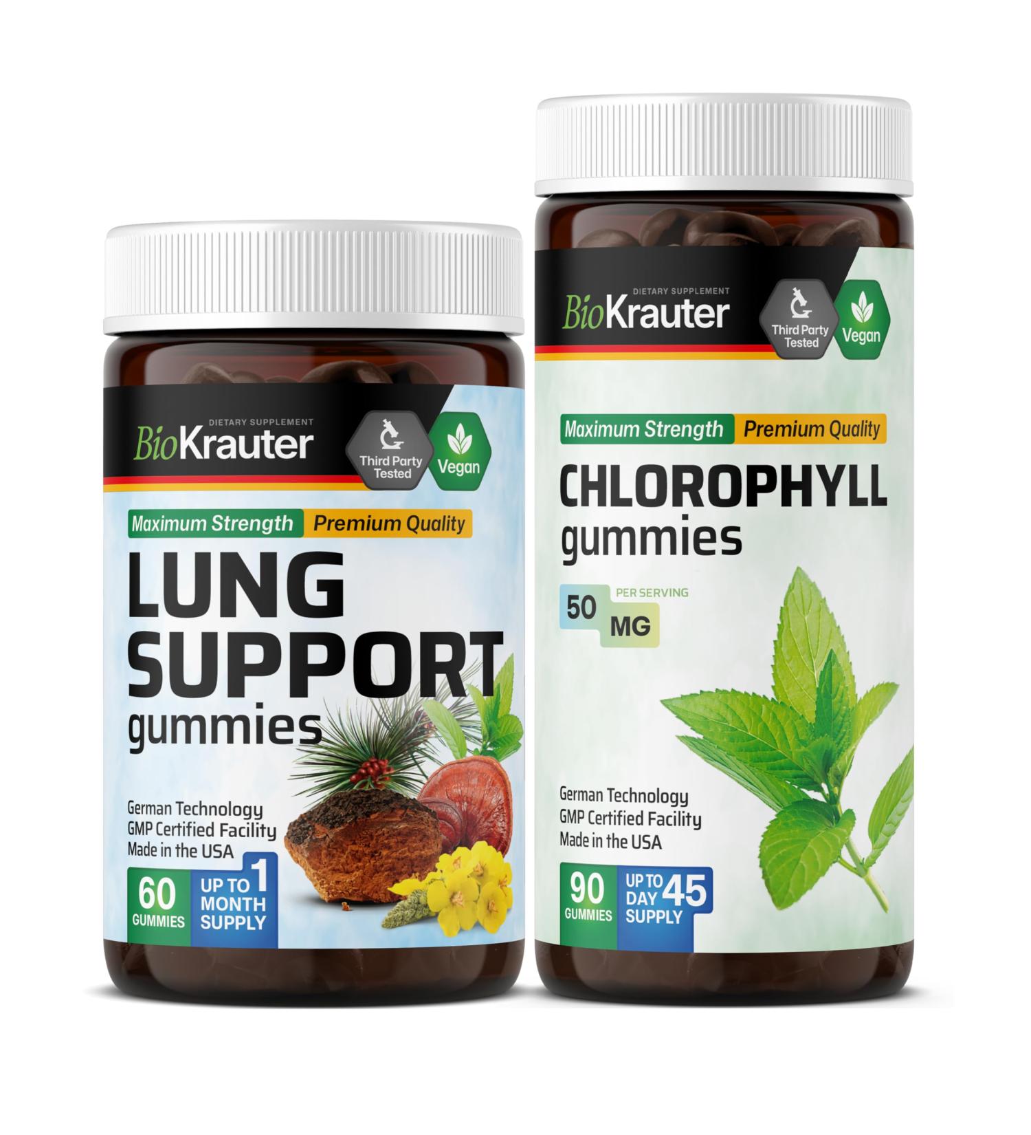 BIO KRAUTER Lung Support 60 Gummies & Chlorophyll 90 Gummies - Buy Online on GoSupps.com
