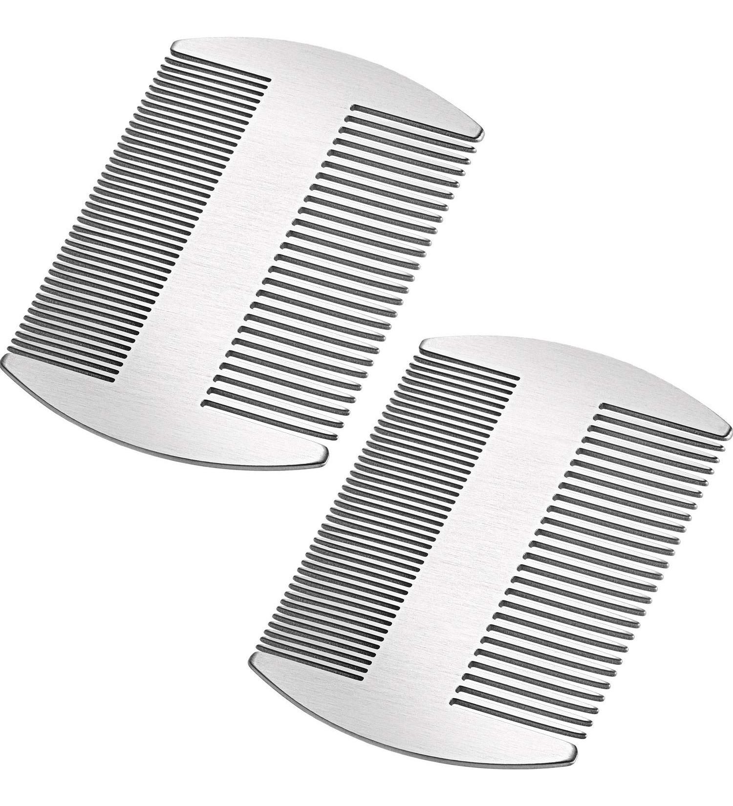 Silver Stainless Steel Wallet Comb Set - Dual Action Hair Styling and Cutting Comb (2 Pieces) - Buy Online on GoSupps.com