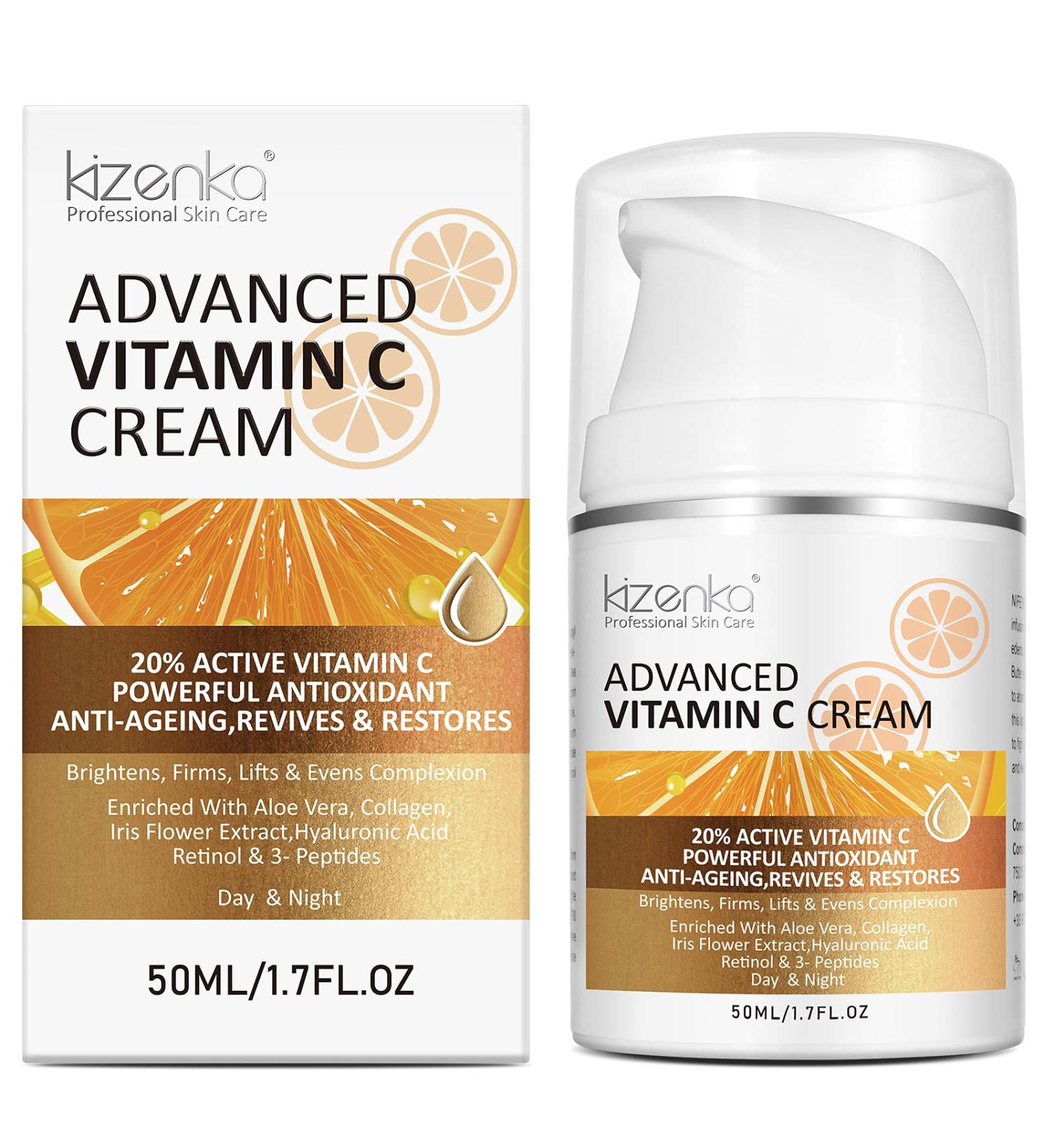 Vitamin C Cream 20% Vitamin C Age Aging Cream for Face and Skin Moisrturiser Day Cream Fits for Women for Smoothing Fine Lines & Wrinkles - 50ml - Buy Online on GoSupps.com
