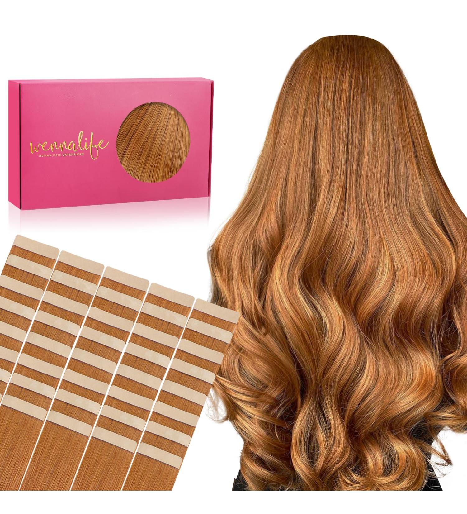 Buy If-alife 24 Inch Real Hair Tape Extensions - 40pcs 100g Auburn Ginger Invisible Skin Weft - Buy Online on GoSupps.com