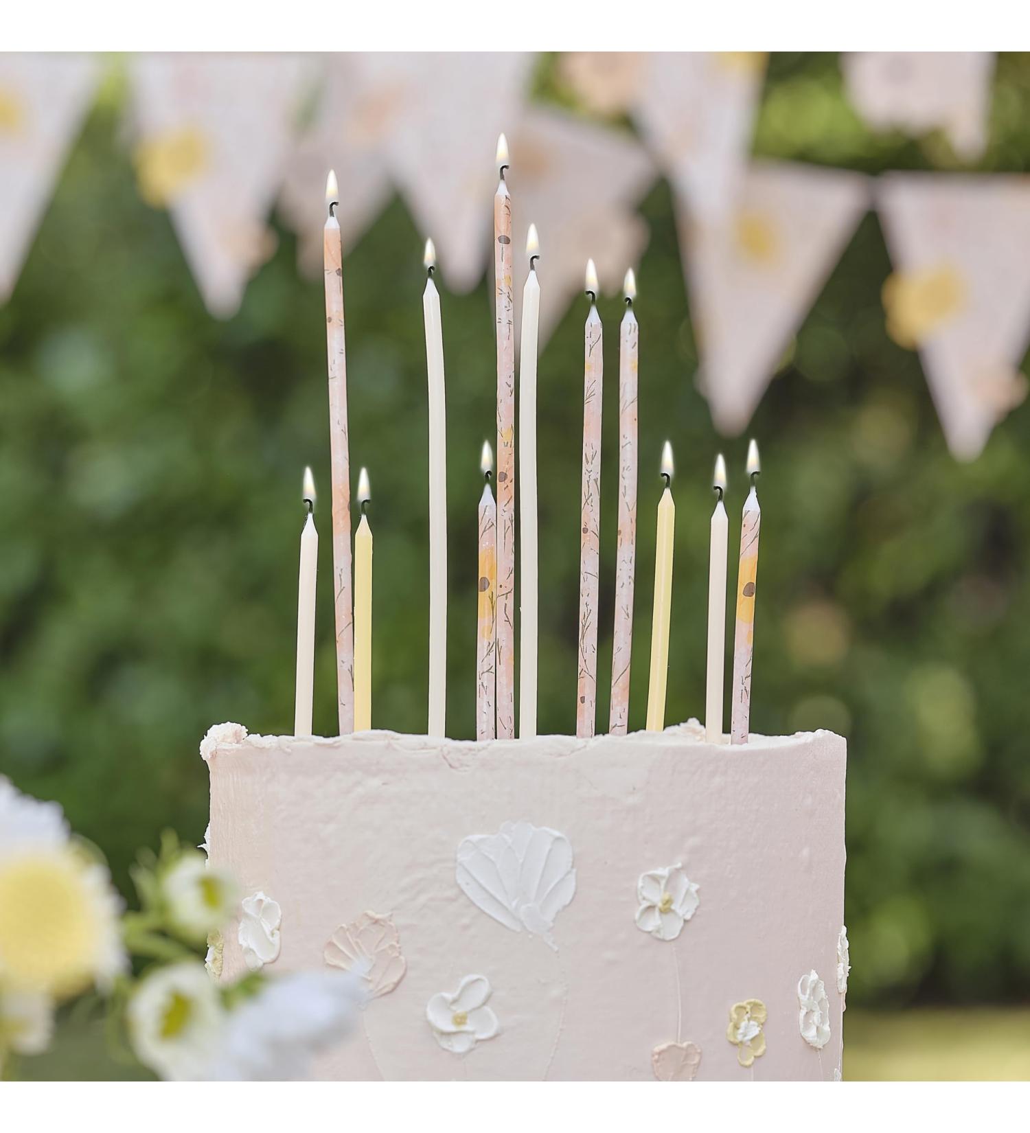 Buy Ginger Ray Floral Pastel Cake Candles - 12-Pack Tall with Holders for International Shipping - Buy Online on GoSupps.com