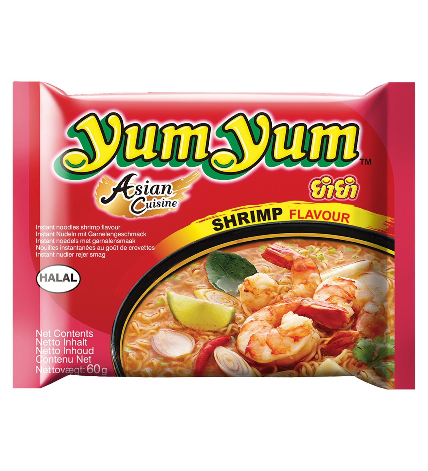 Yum Yum Instant Noodles Shrimp, 60g, Pack of 30